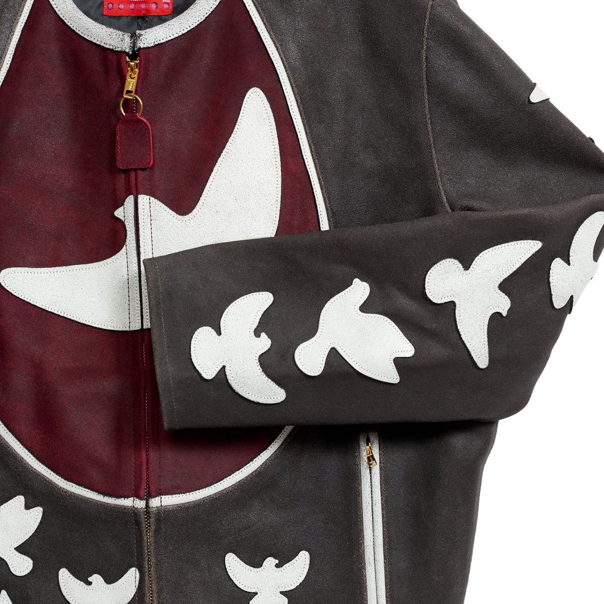 KidSuper Black Doves Distressed Leather Moto Jacket
