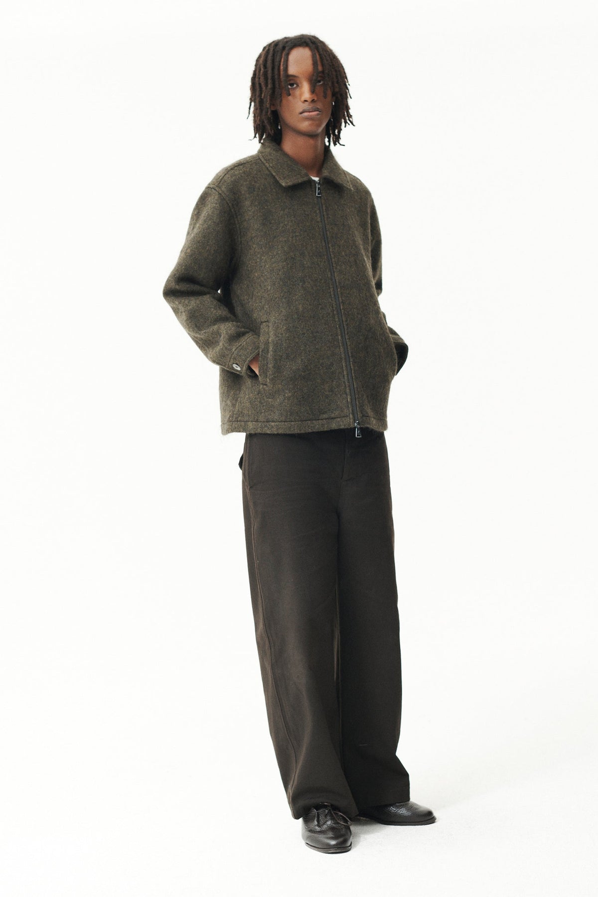 Welter Shelter Green Fuzzy Shirt jacket