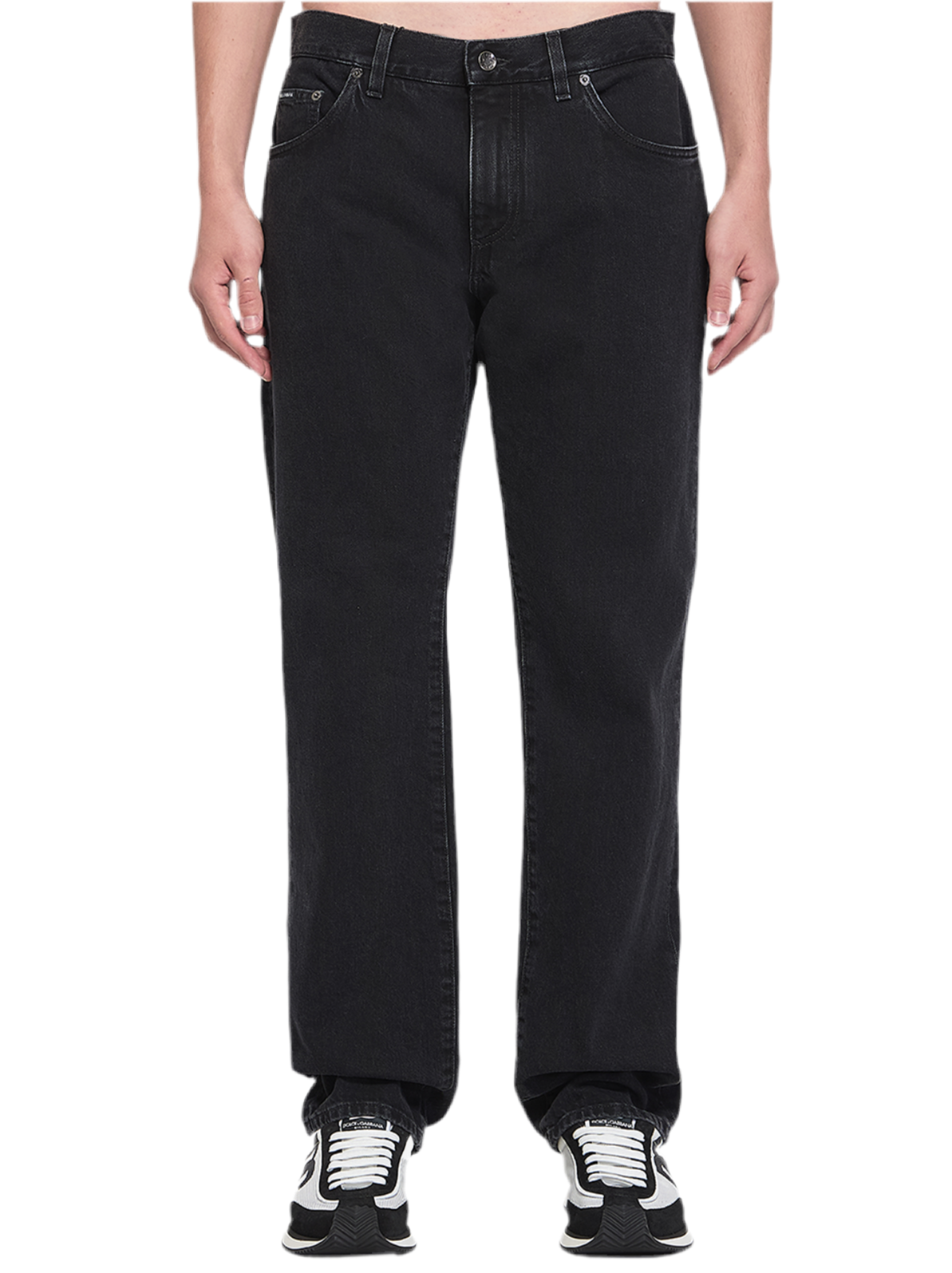 Dolce & Gabbana Washed Black Placket Denim
