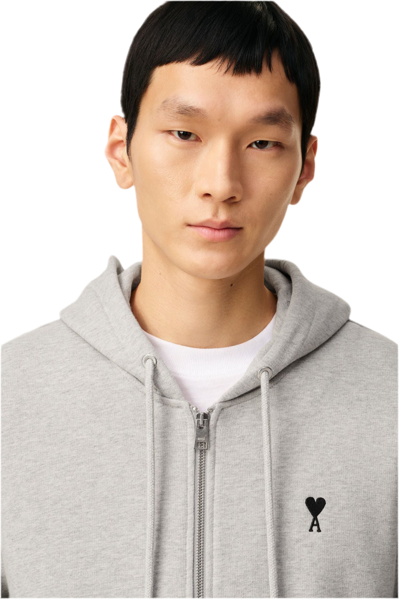 Zipped Contrasted Grey Ami De Coeur Hoodie