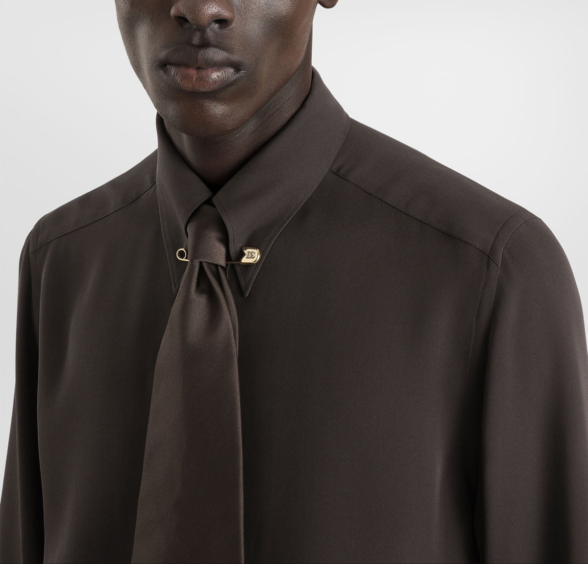 Dolce & Gabbana Brown Silk Shirt