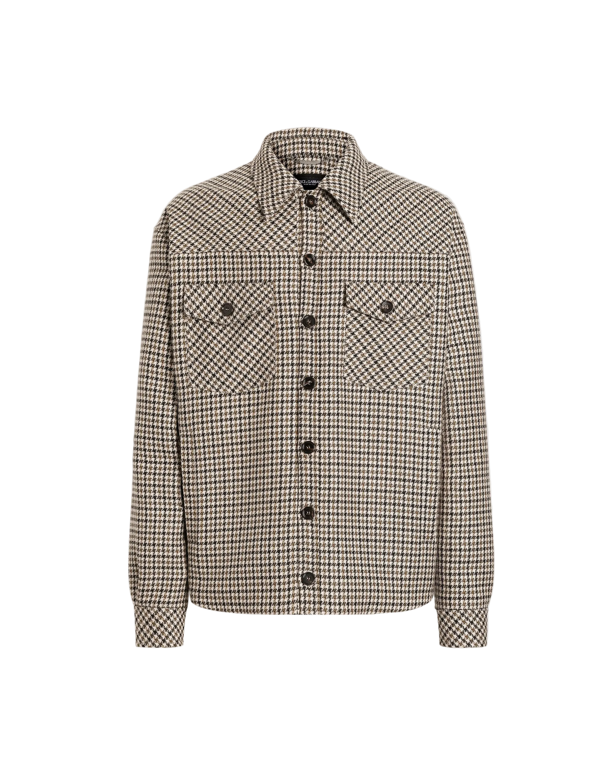 Dolce & Gabbana Beige Quilted Houndstooth Wool Jacket