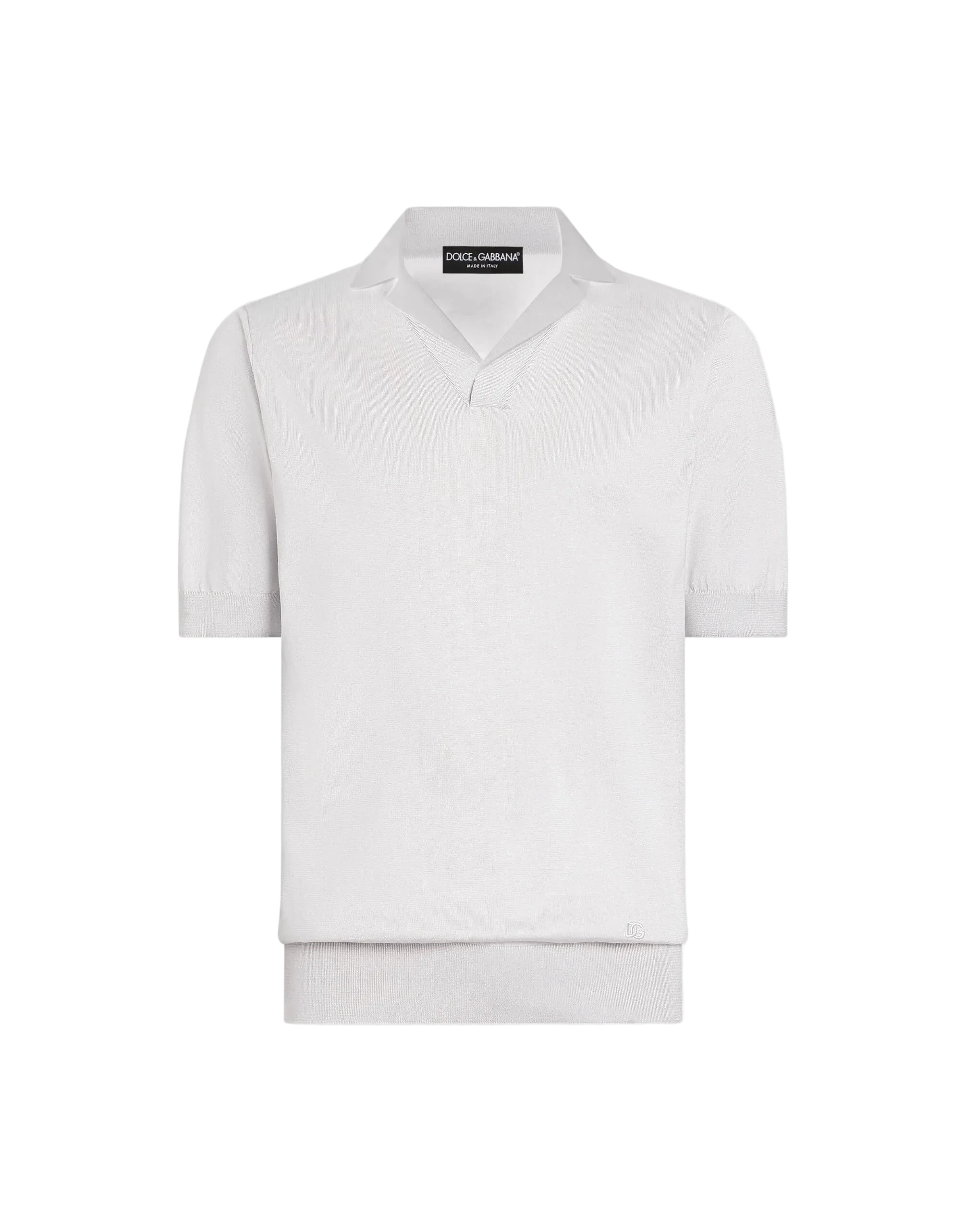 Dolce & Gabbana Grey Silk Polo Shirt Flat front