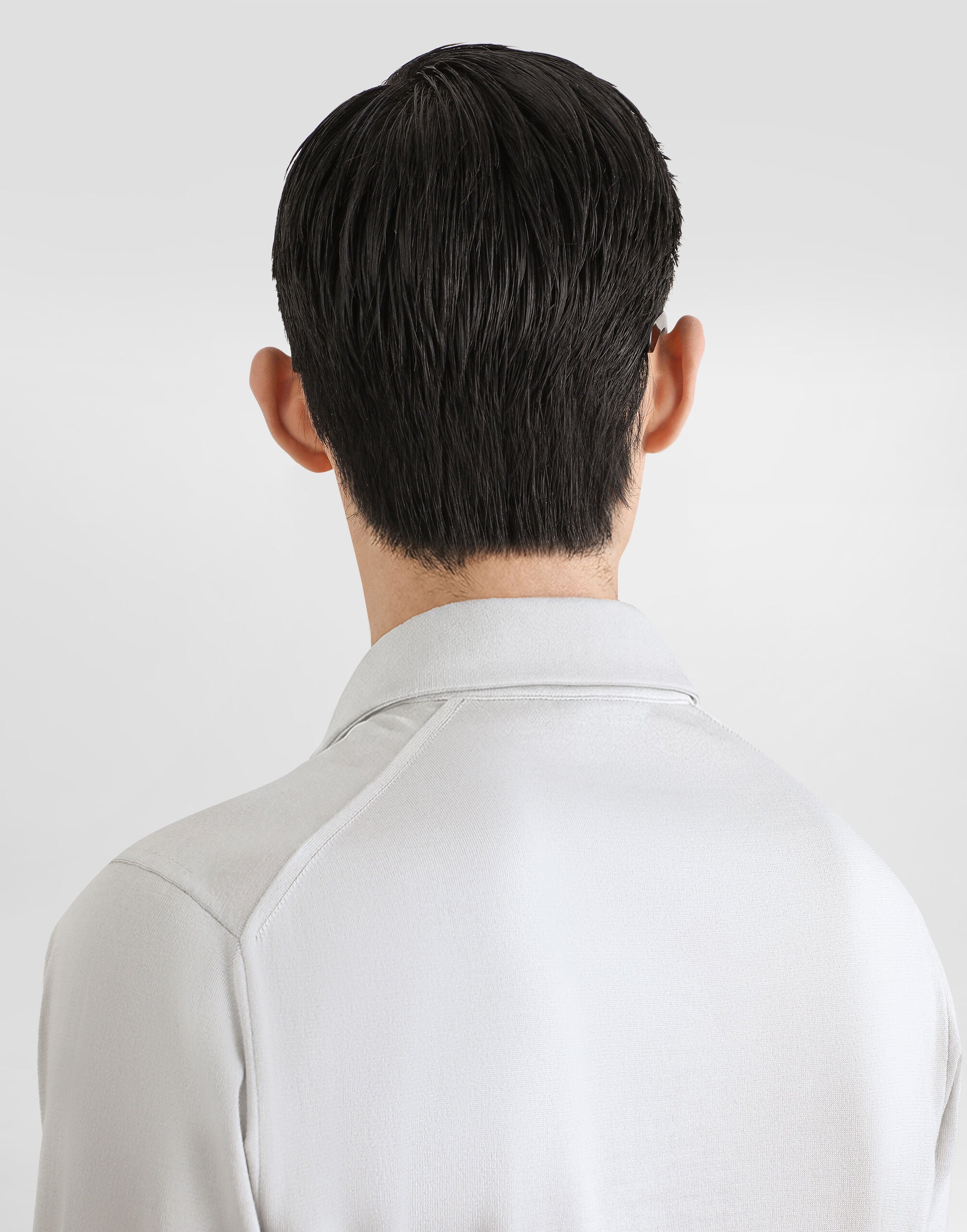 Dolce & Gabbana Grey Silk Polo Shirt model detail back