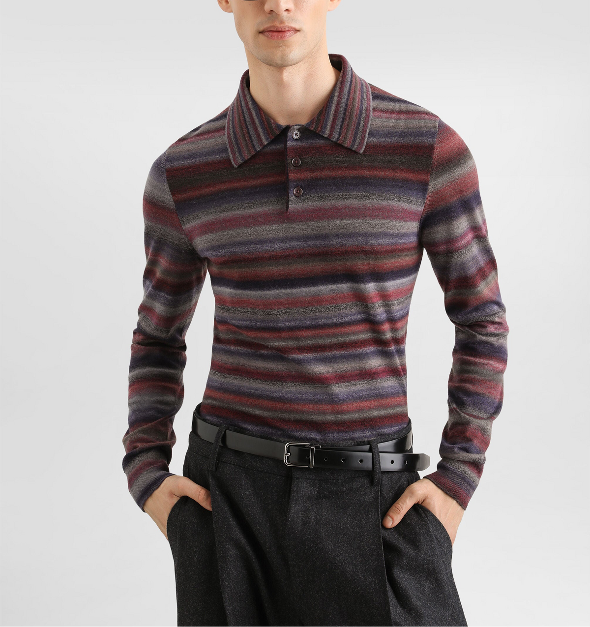 Dolce & Gabbana Bordeaux Striped Wool Polo