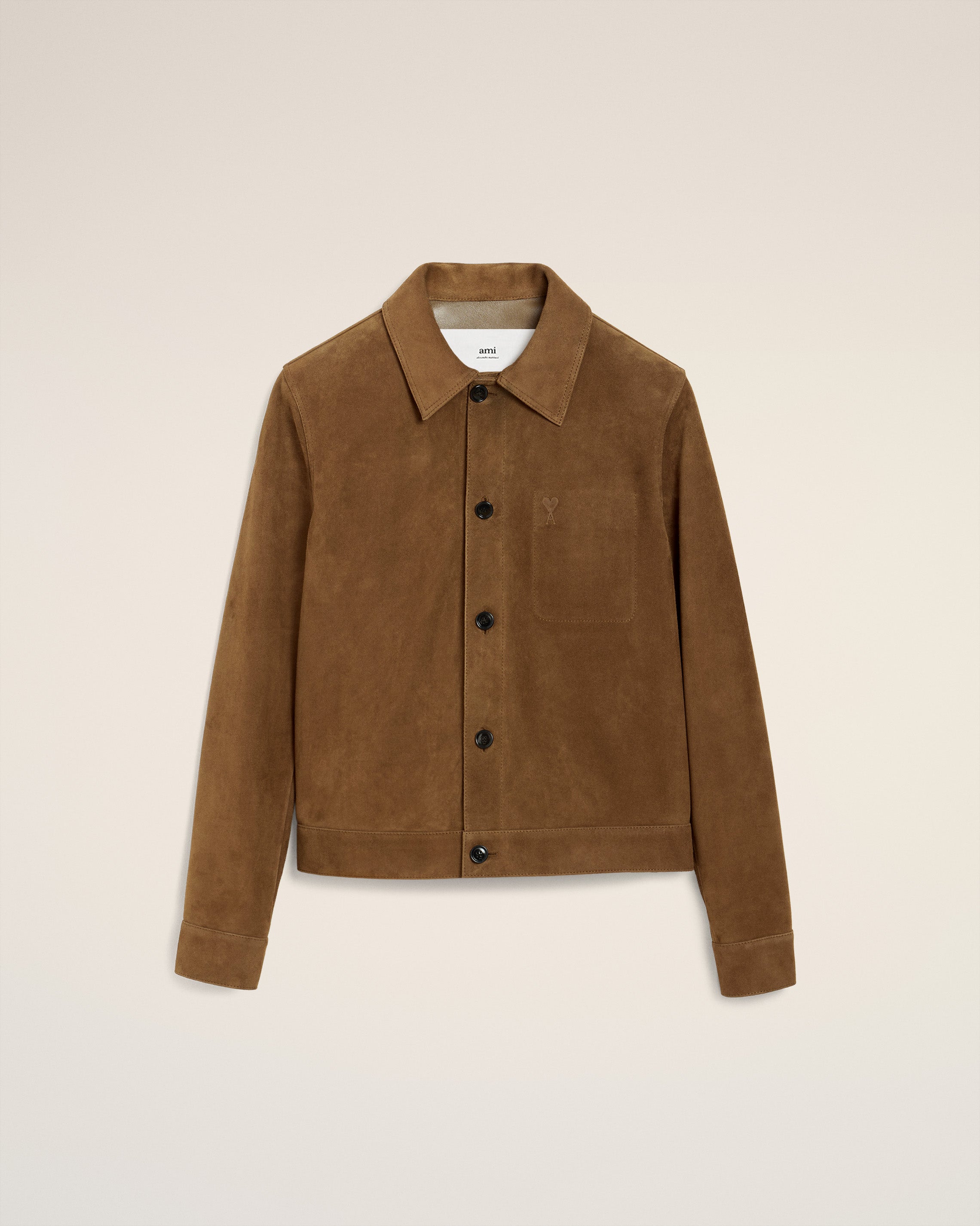 Brown Lether Buttoned Jacket