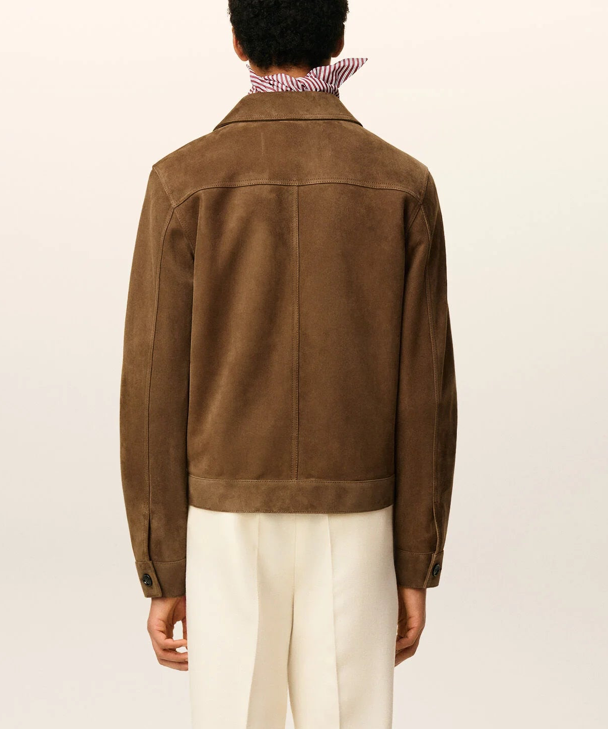 AMI Brown Leather Buttoned Jacket