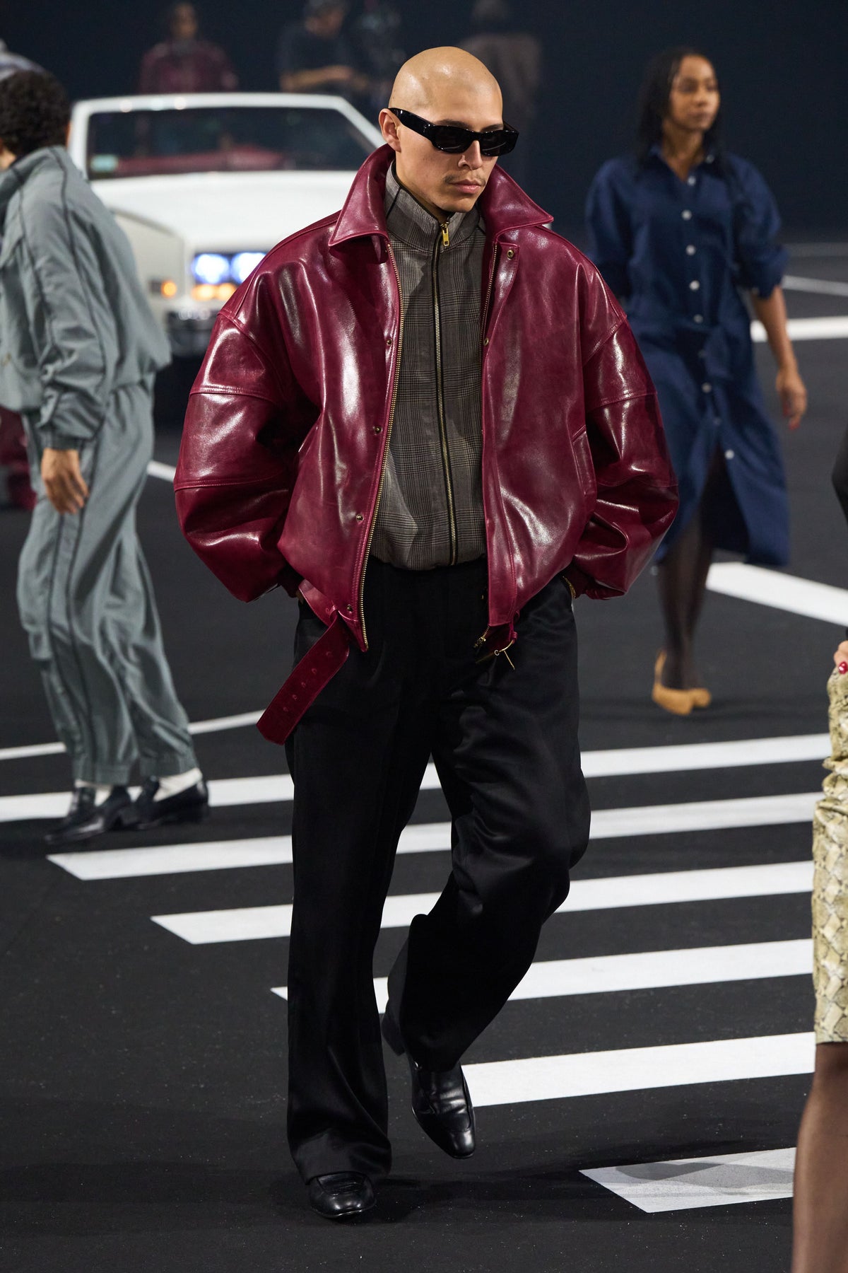 Willy Chavarria Bordeaux Os Hustler'S Leather Jacket