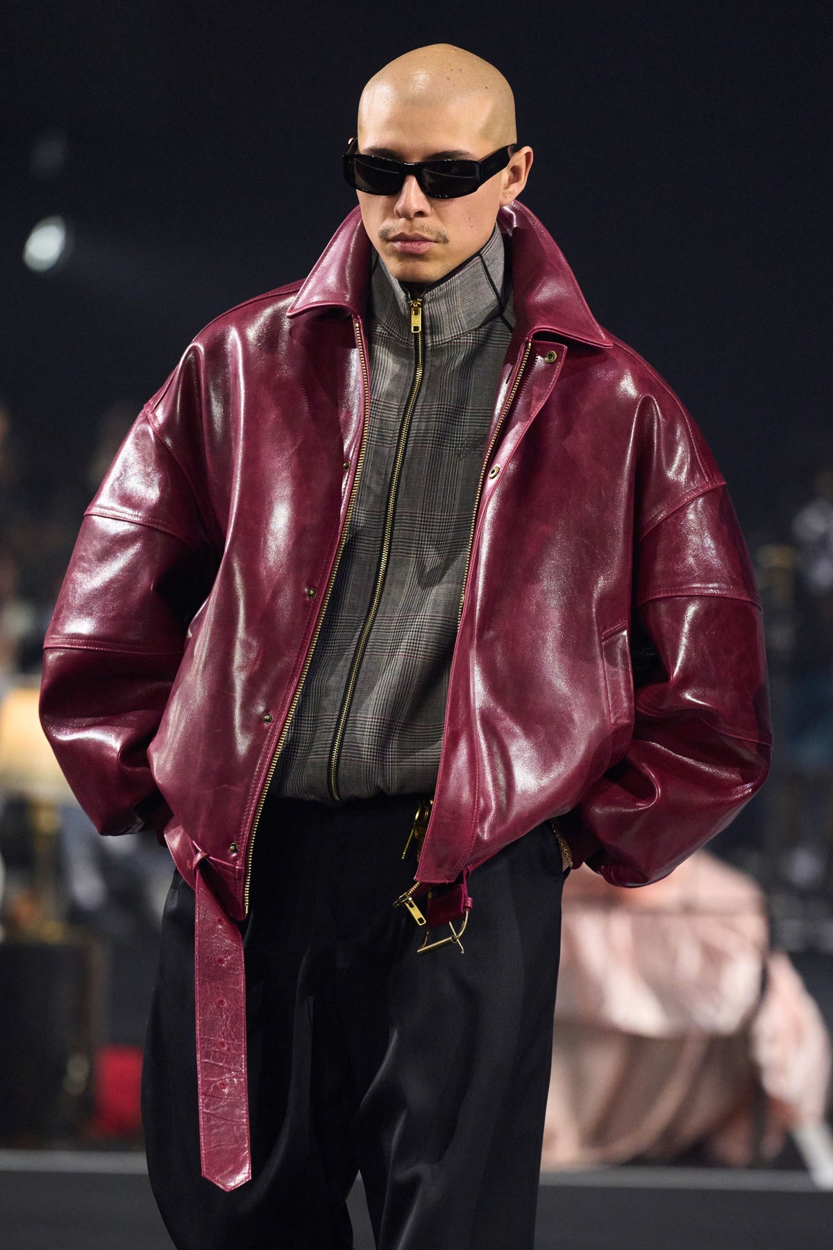 Willy Chavarria Bordeaux Os Hustler'S Leather Jacket