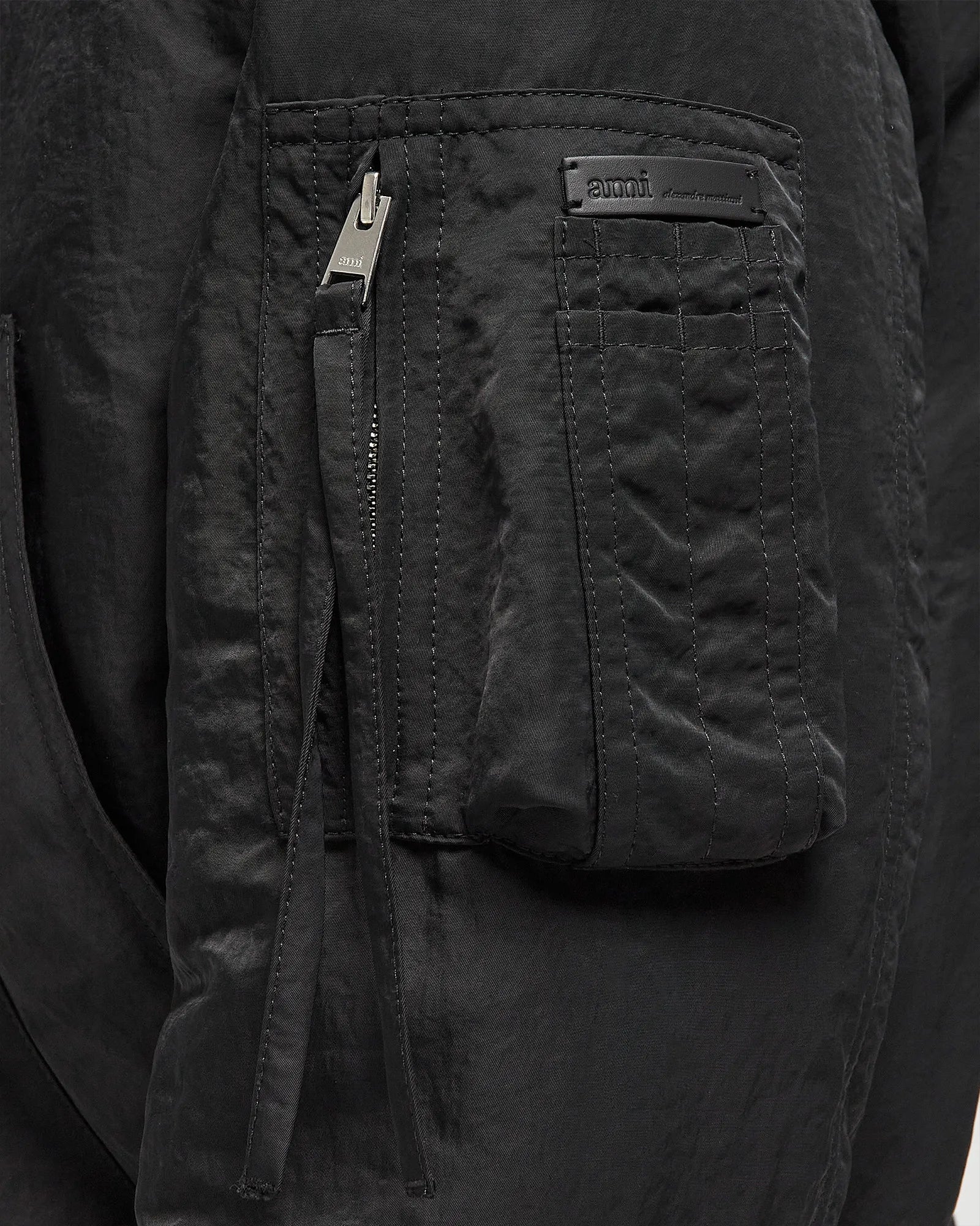 AMI Padded Bomber with Shearling Collar