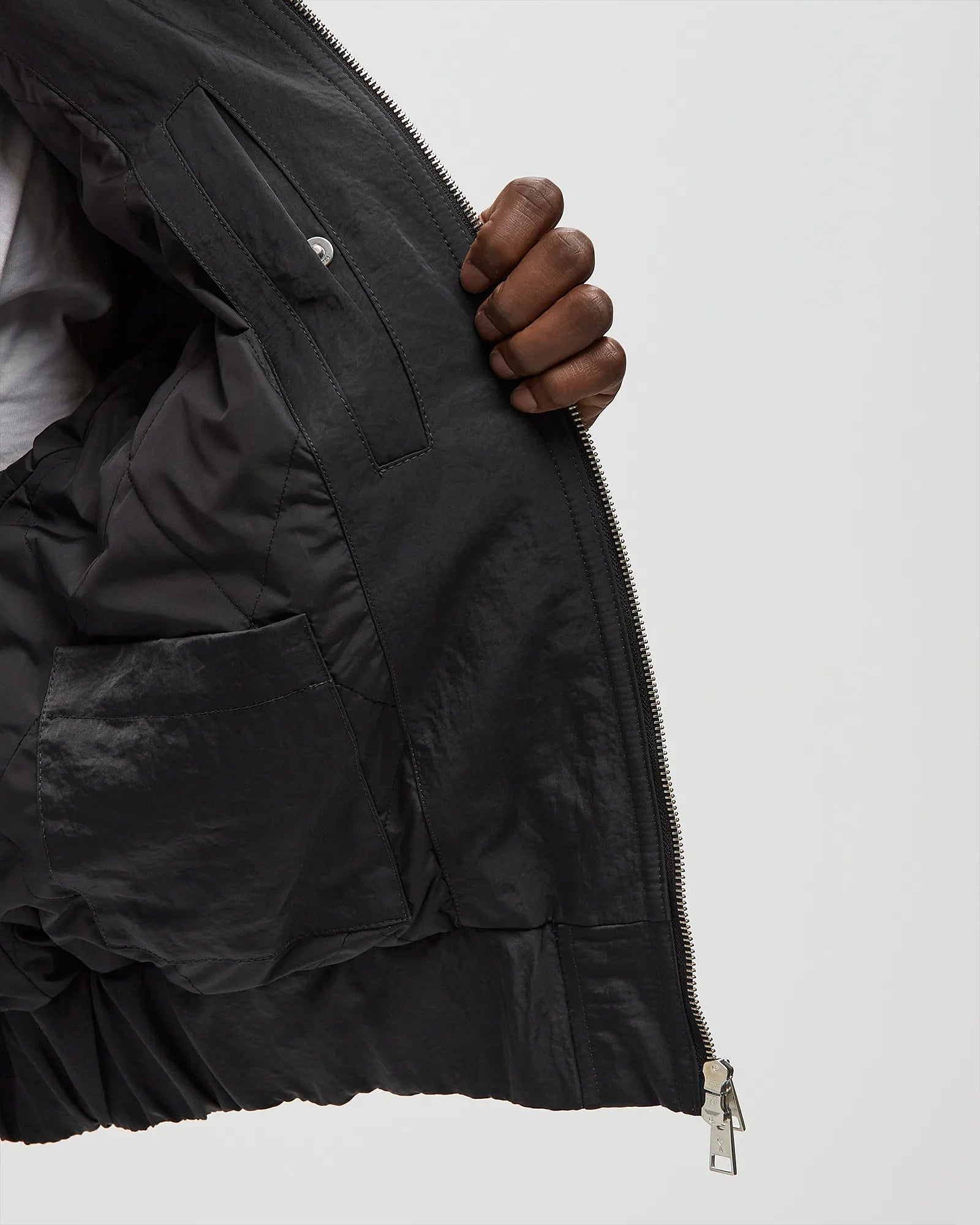 AMI Padded Bomber with Shearling Collar