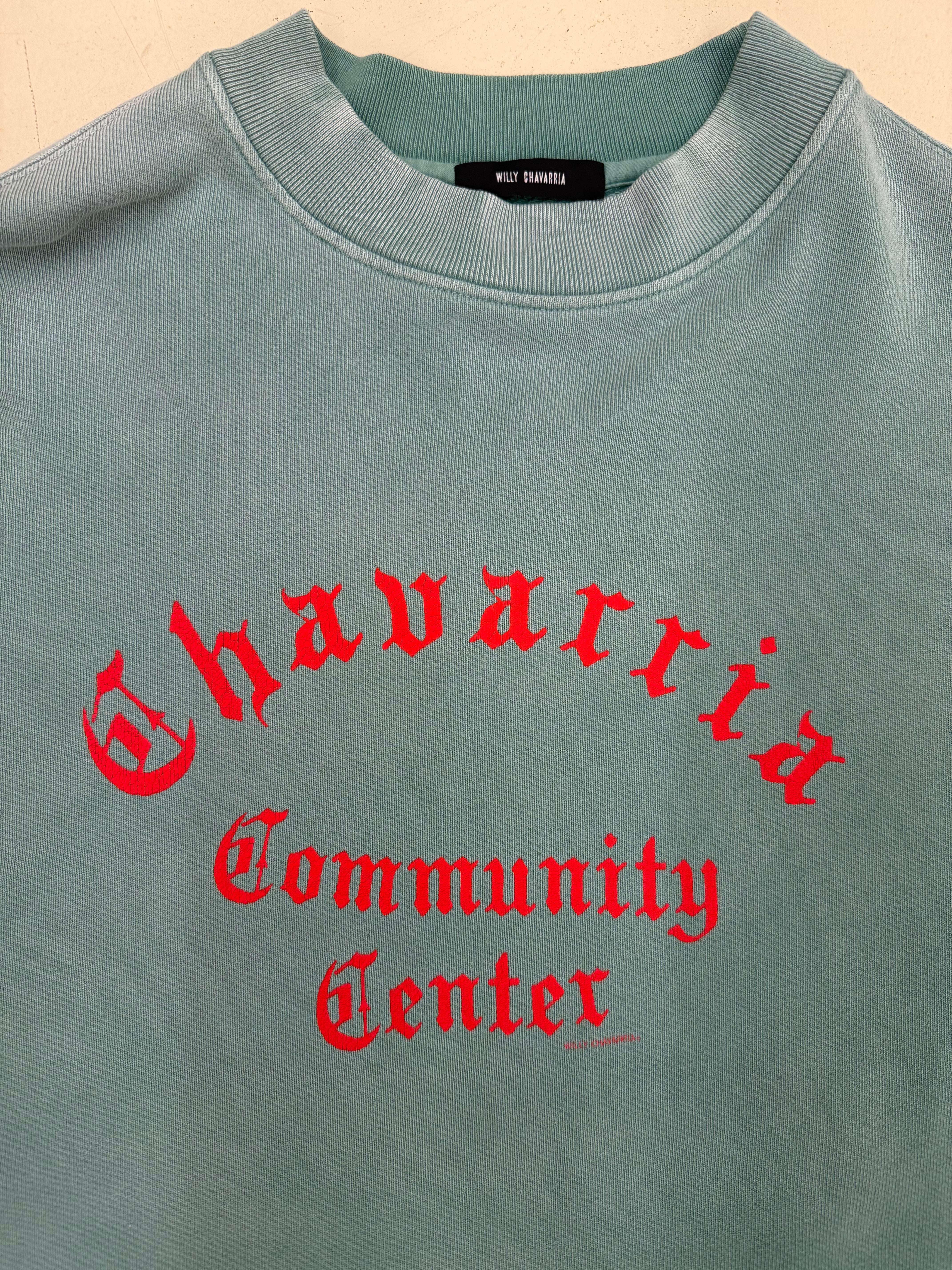 Willy Chavarria Green Community Center Standard Crewneck flat detail