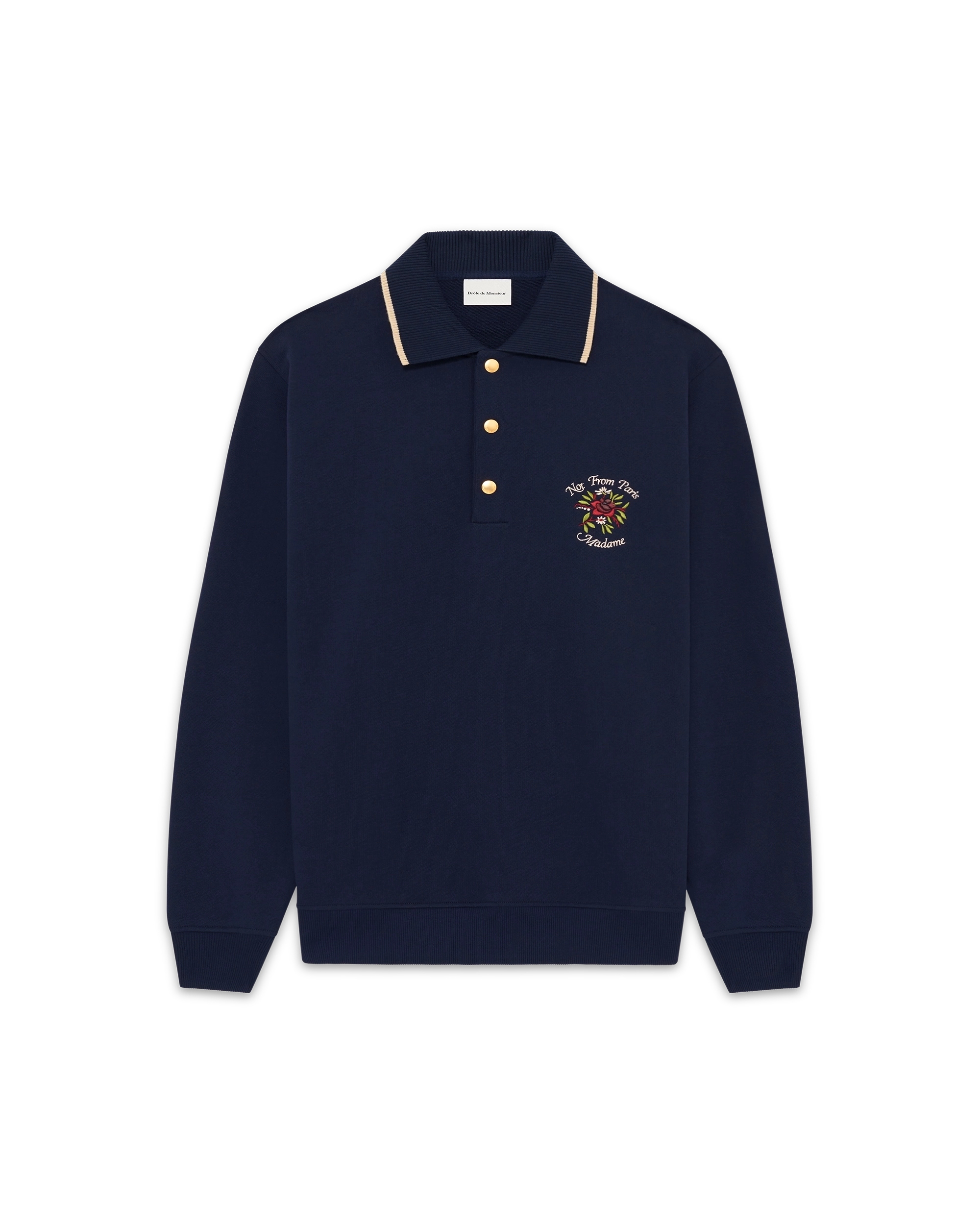 Drole de Monsieur Navy Polo Slogan Rose