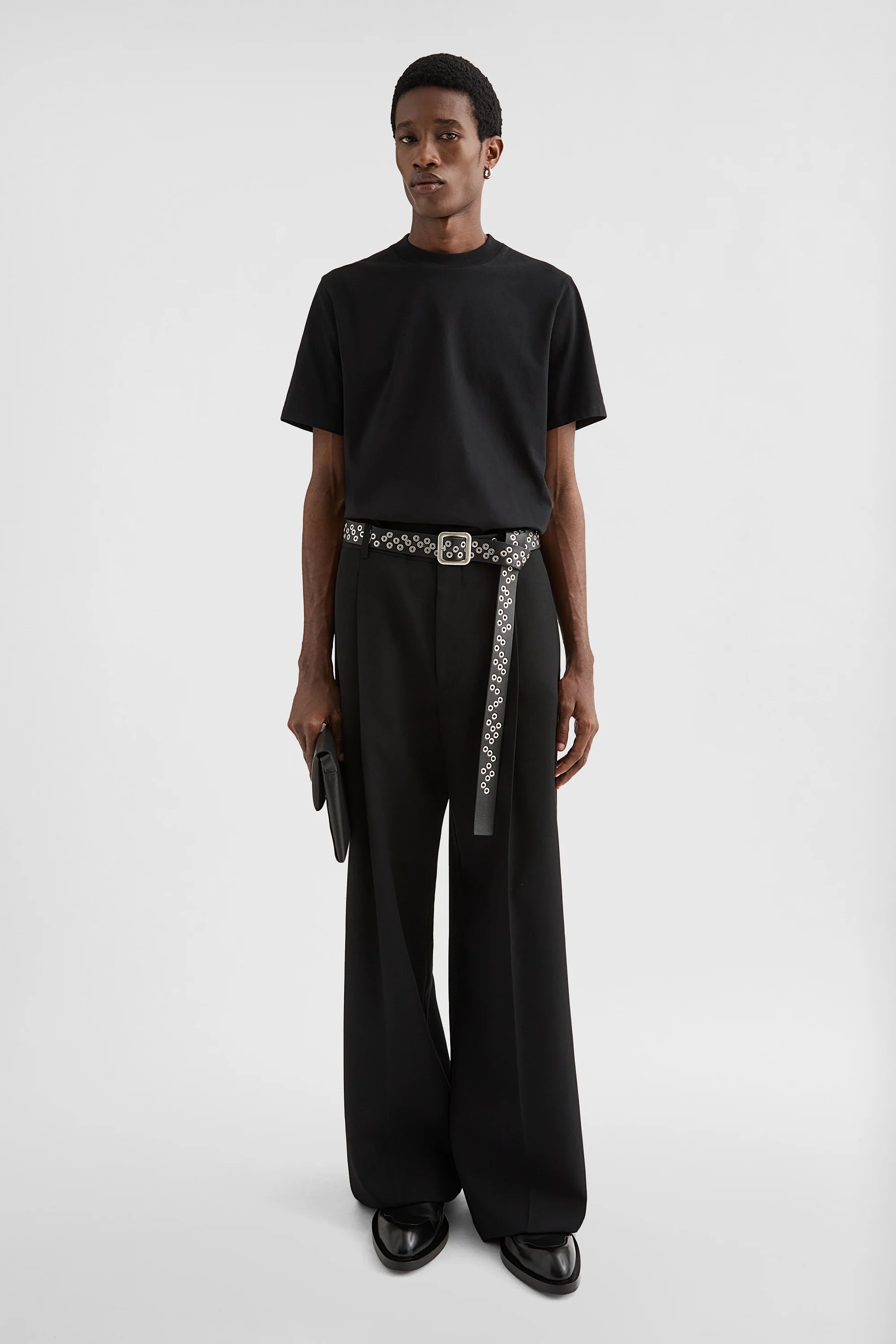 Jil Sander Black Crew Neck T-Shirt model front