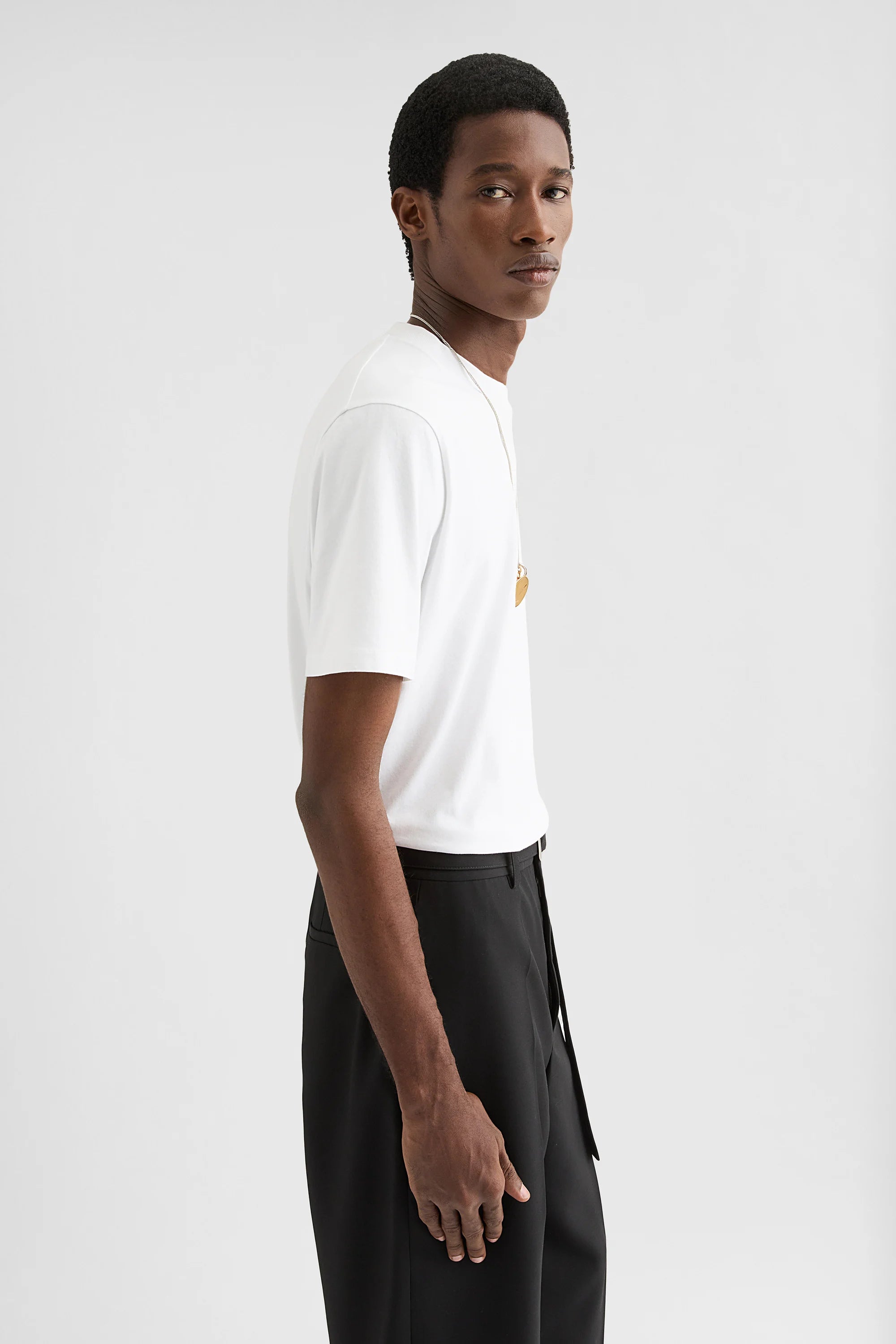 Jil Sander White Crew Neck T-Shirt model side