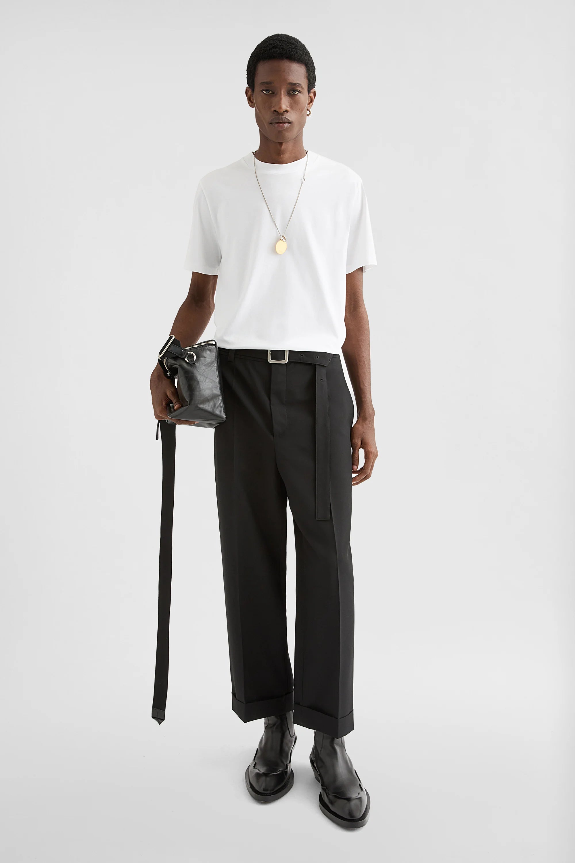 Jil Sander White Crew Neck T-Shirt model front