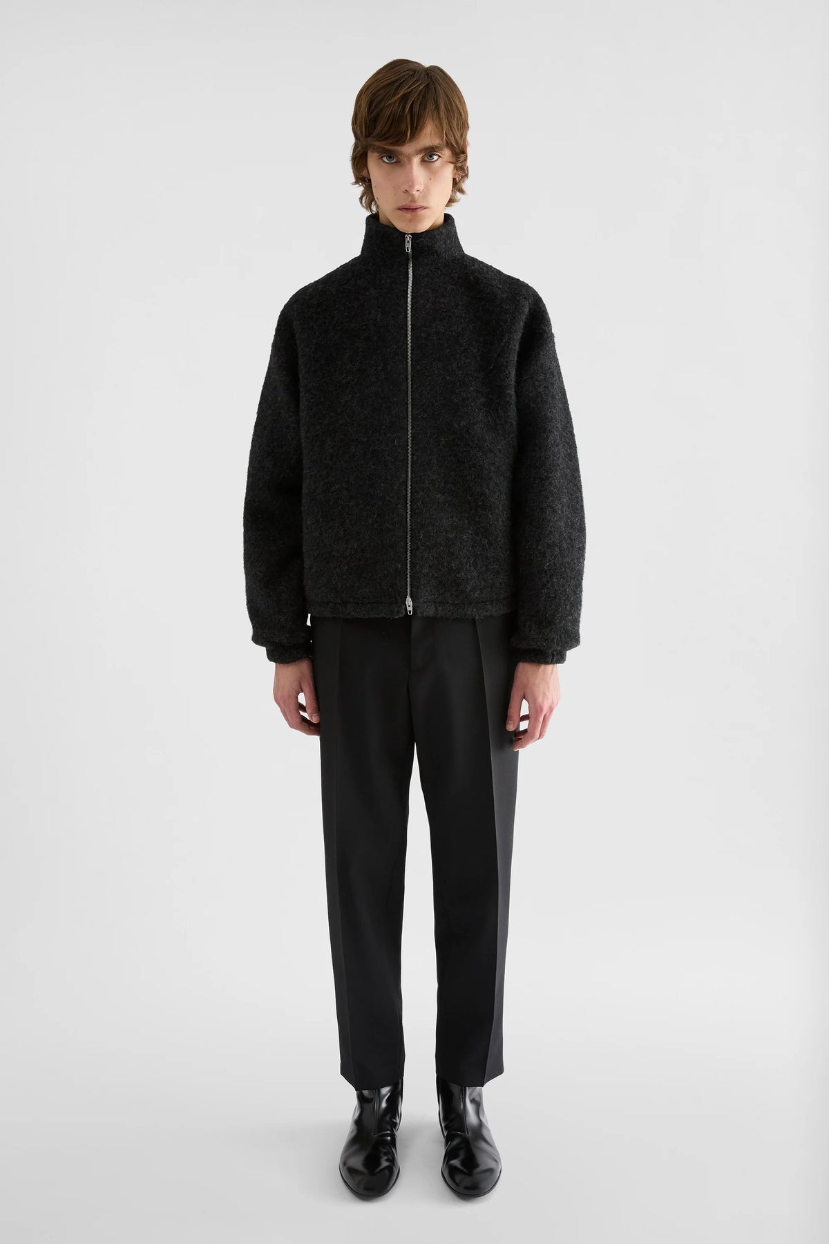 Jil Sander graues Fleece-Sweatshirt mit Reißverschluss