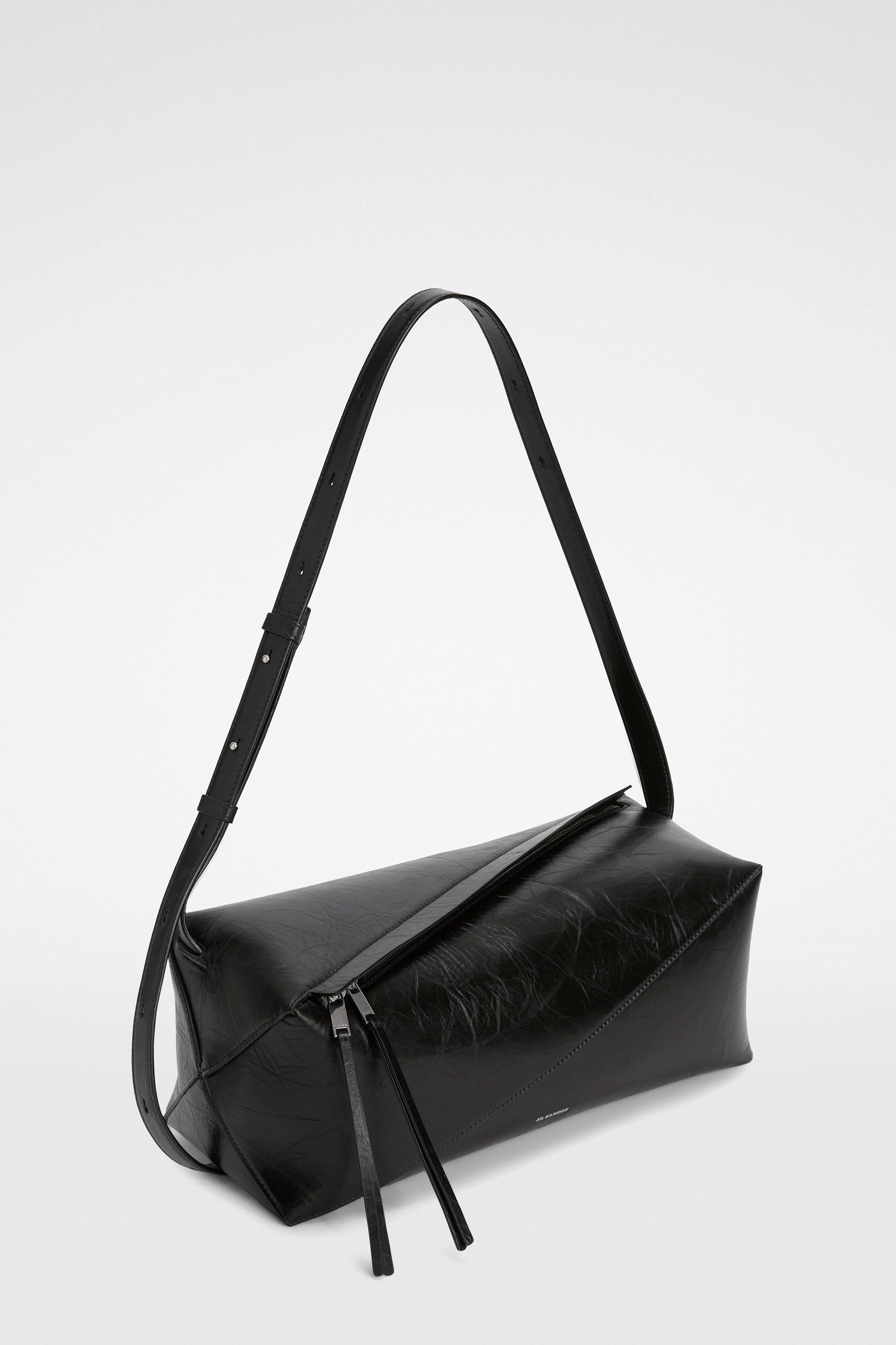 Jil Sander Black Leather Vertigo Crossbody Bag