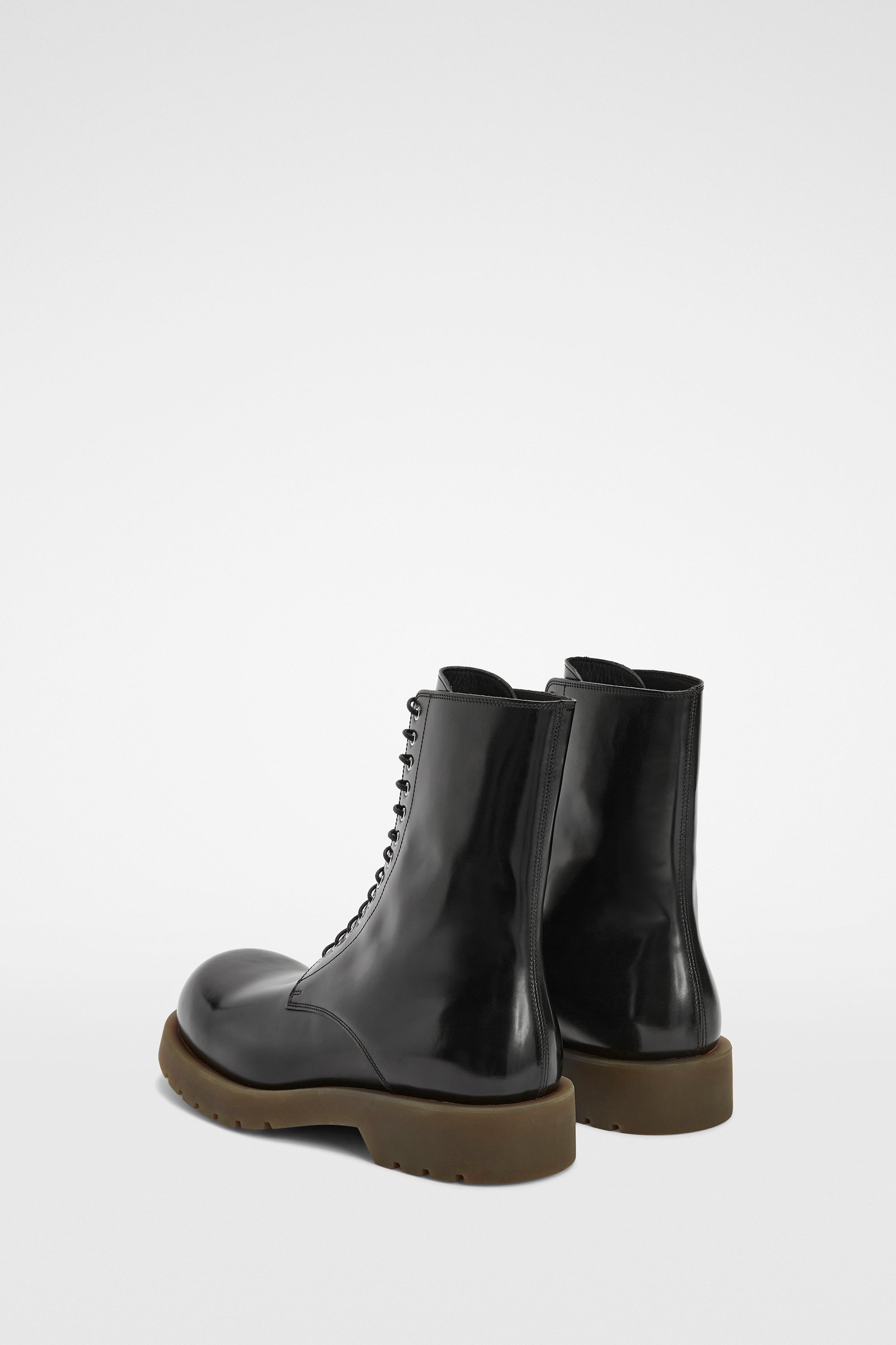 Jil Sander Black Shiny Leather Combat Boot