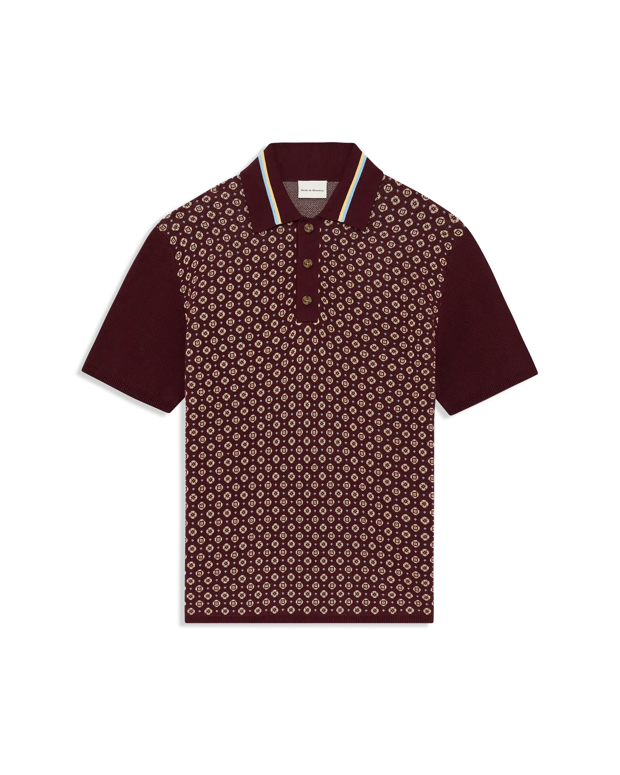 Drole de Monsieur Dk Red Polo Maille Jacquard Cravate