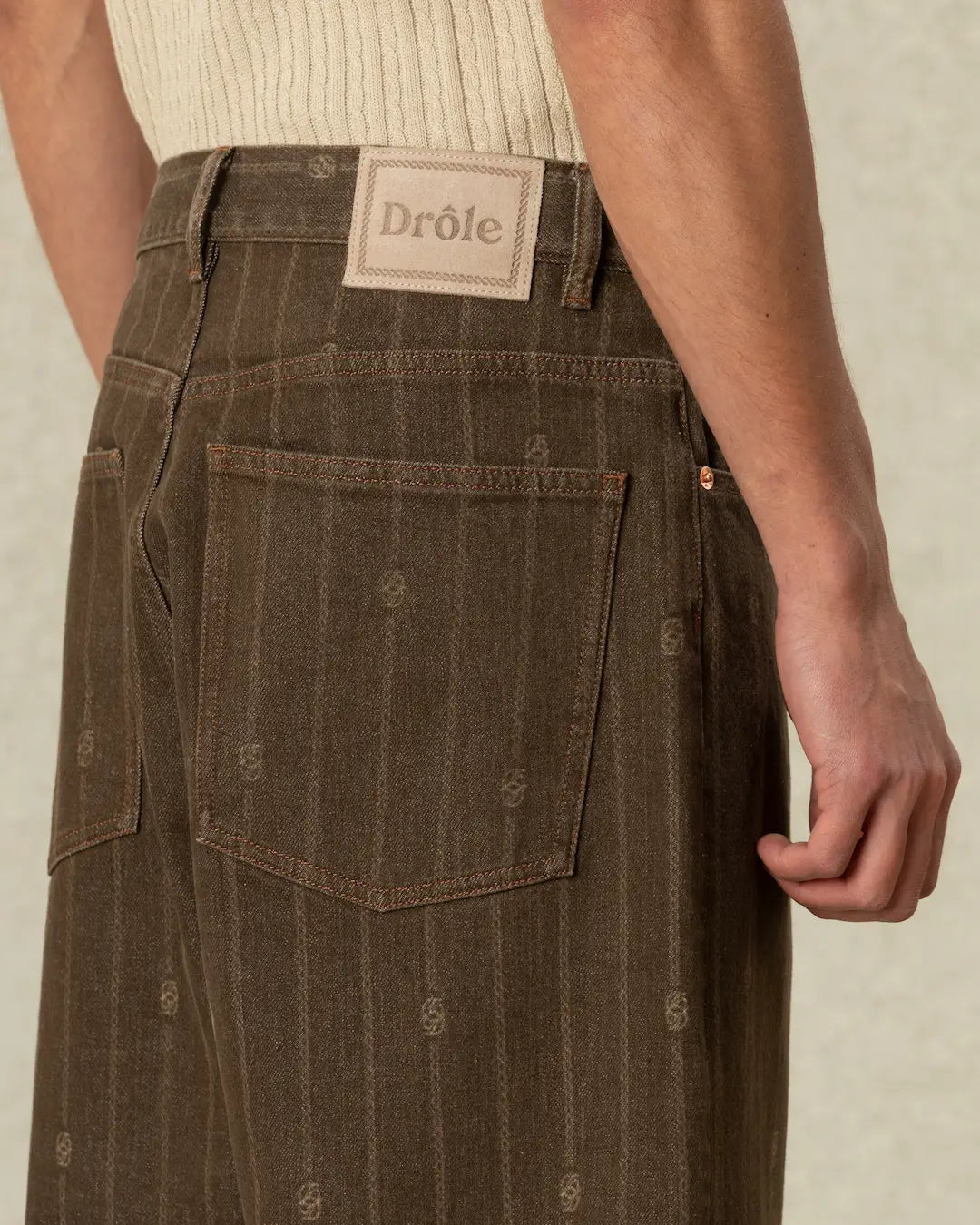 Drole de Monsieur Brown Monogram Baggy Jeans