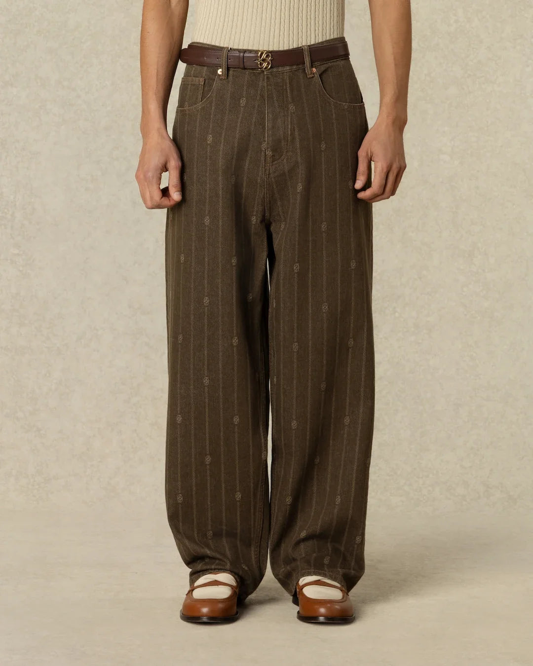 Drole de Monsieur Brown Monogram Baggy Jeans