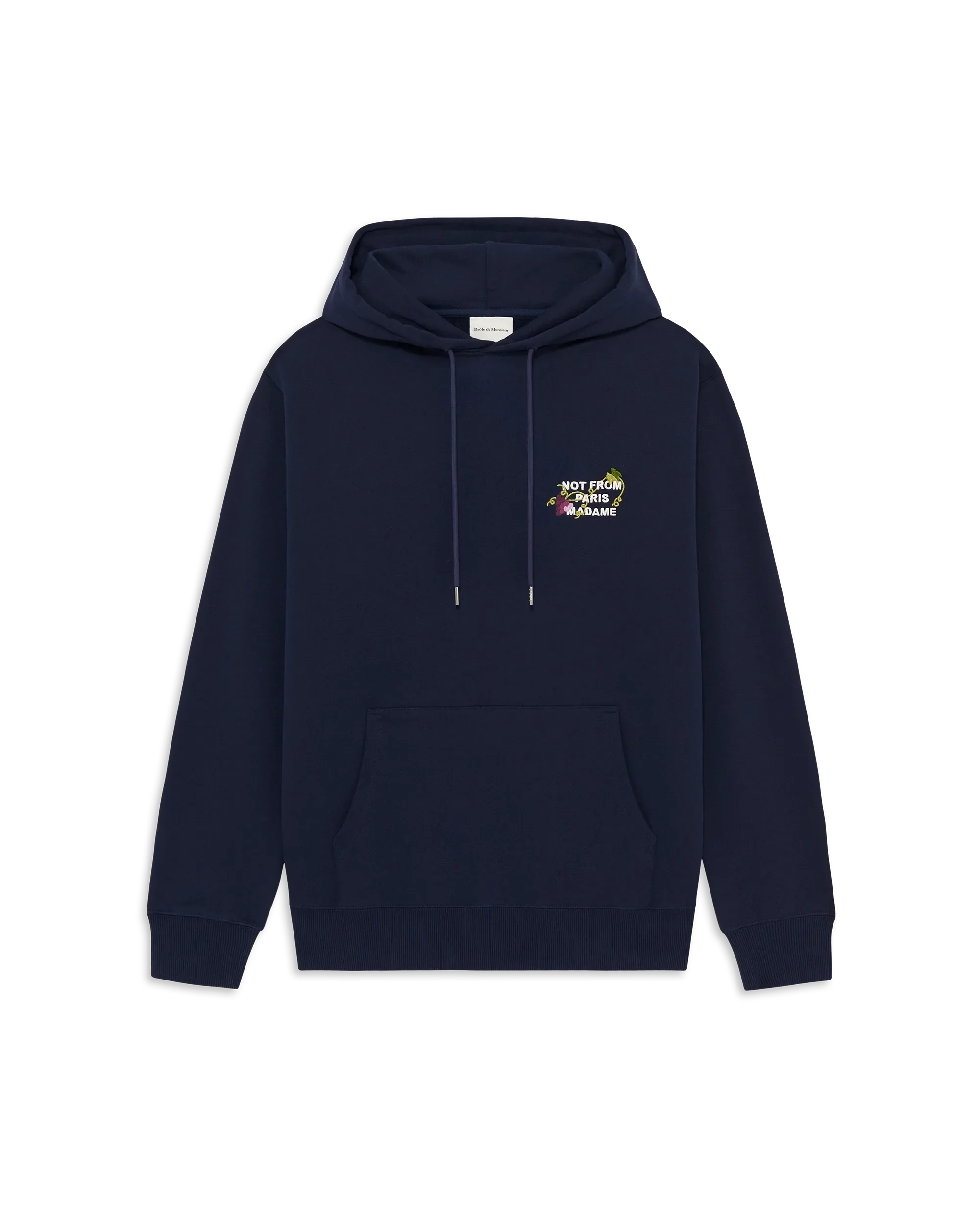 Drole de Monsieur Navy Vine Embroidered Slogan Hoodie