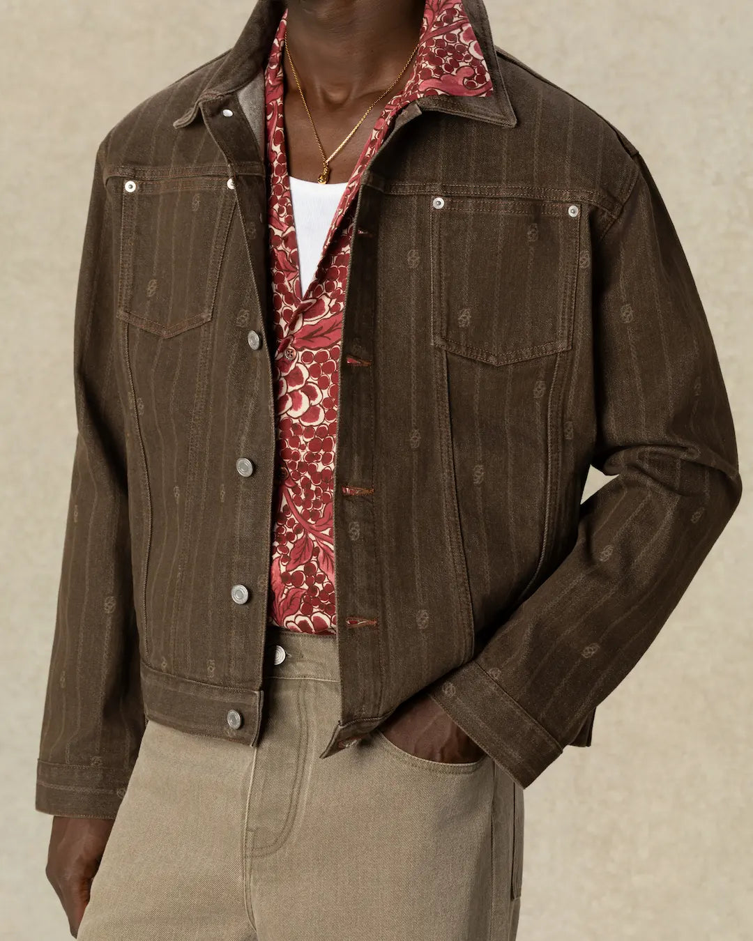 Drole de Monsieur Brown Monogram Denim Jacket