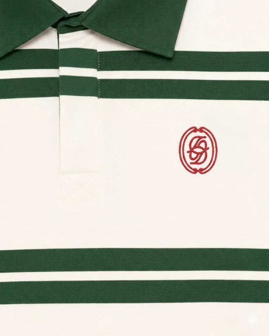 Drole de Monsieur Green D Ornament Striped Polo