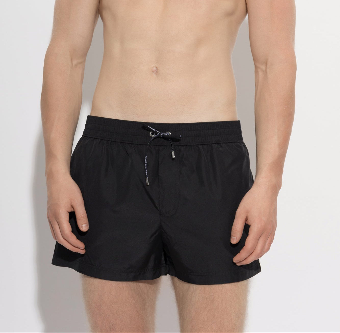Dolce & Gabbana Black Canvas Swim Boxer Shorts model front