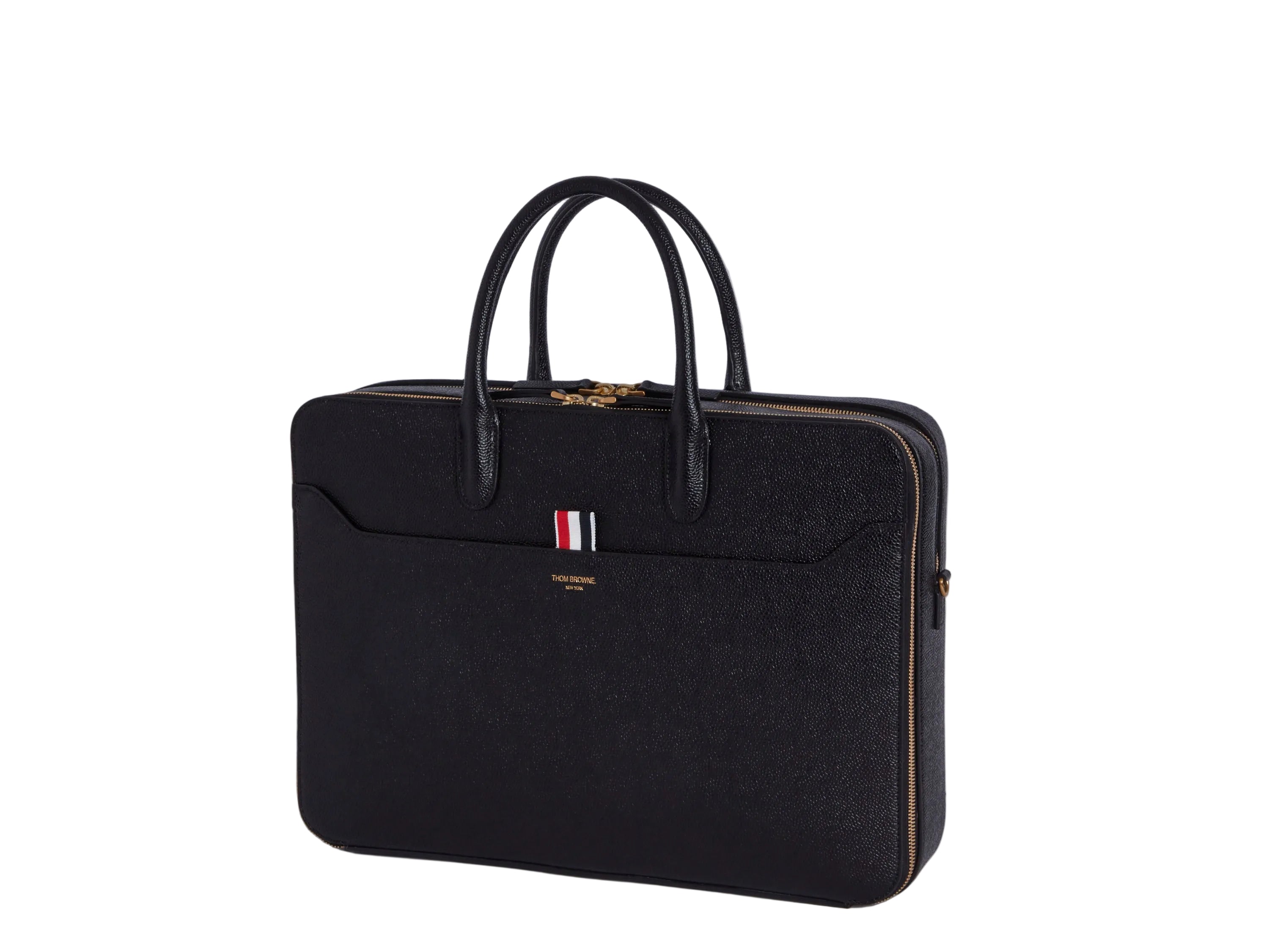Business Bag W Double Compartment In Pebble Grain Leather