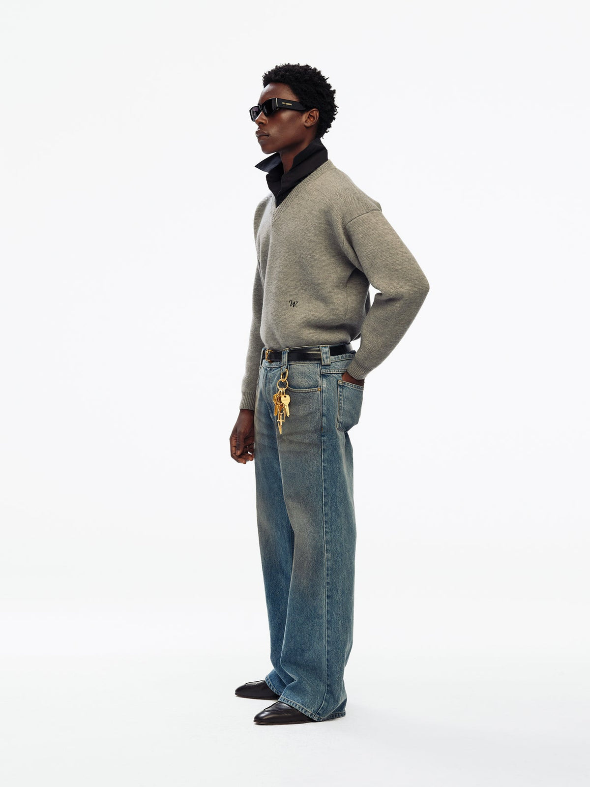 Willy Chavarria Blue Flared Denim Jean