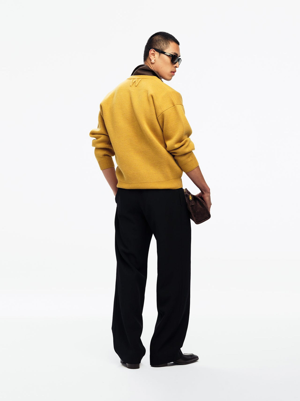 Willy Chavarria Gelber V-Ausschnitt-Pullover