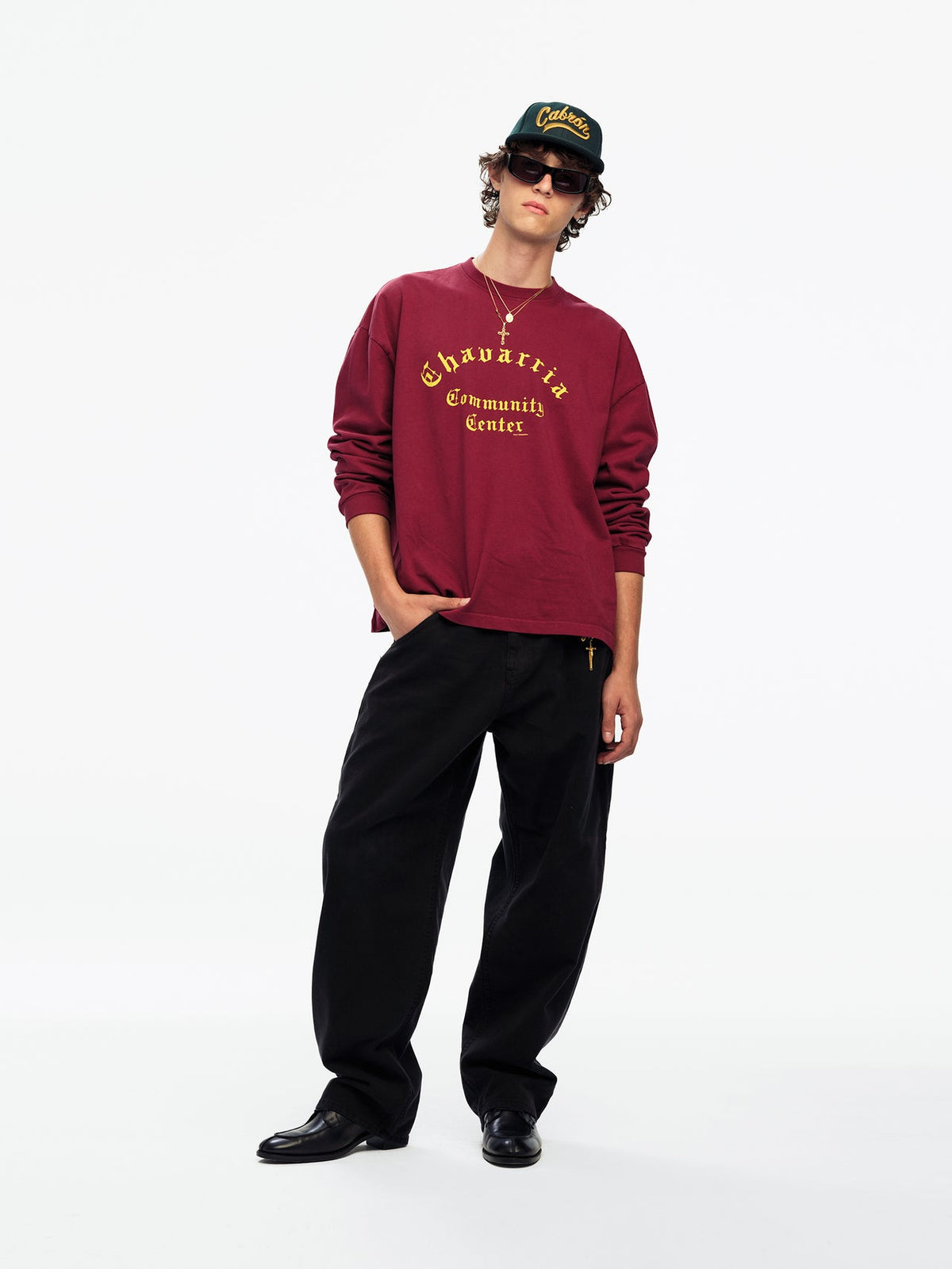 Willy Chavarria Bordeaux Community Center Ls Buffalo T-Shirt