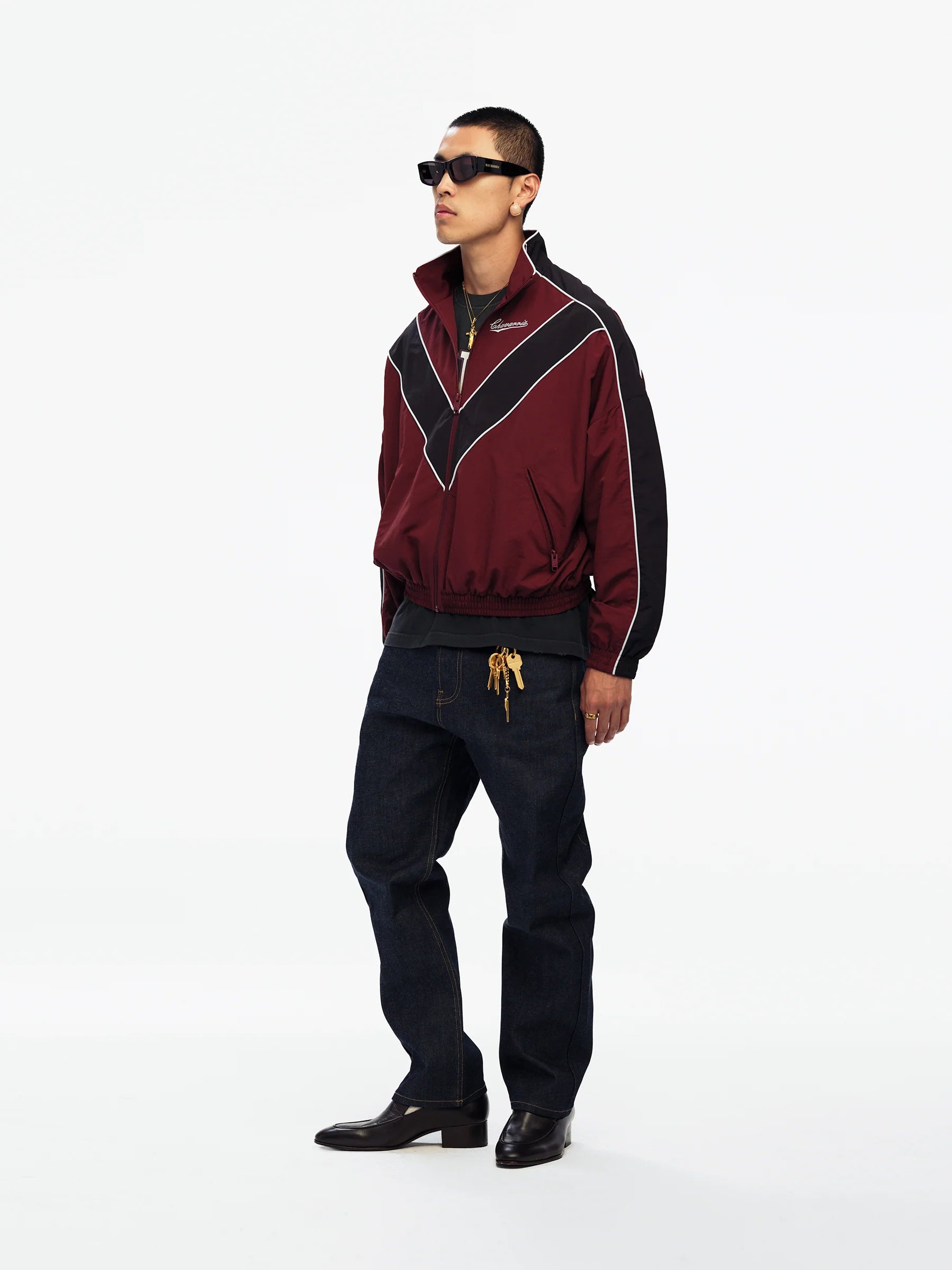 Willy Chavarria Bordeaux Bad Boy Track Jacket