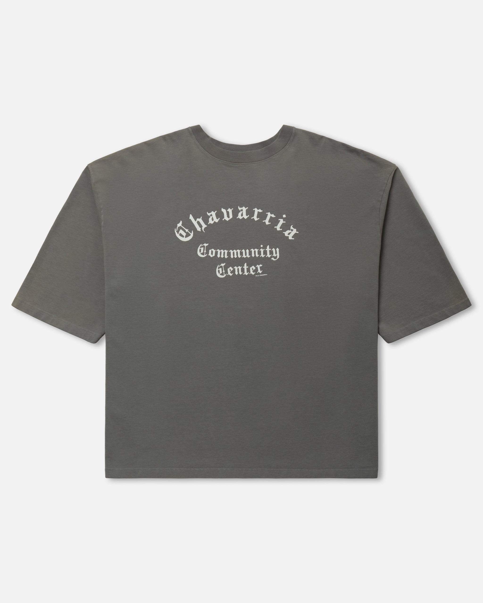 Willy Chavarria Grey Community Center Buffalo Tee flat front