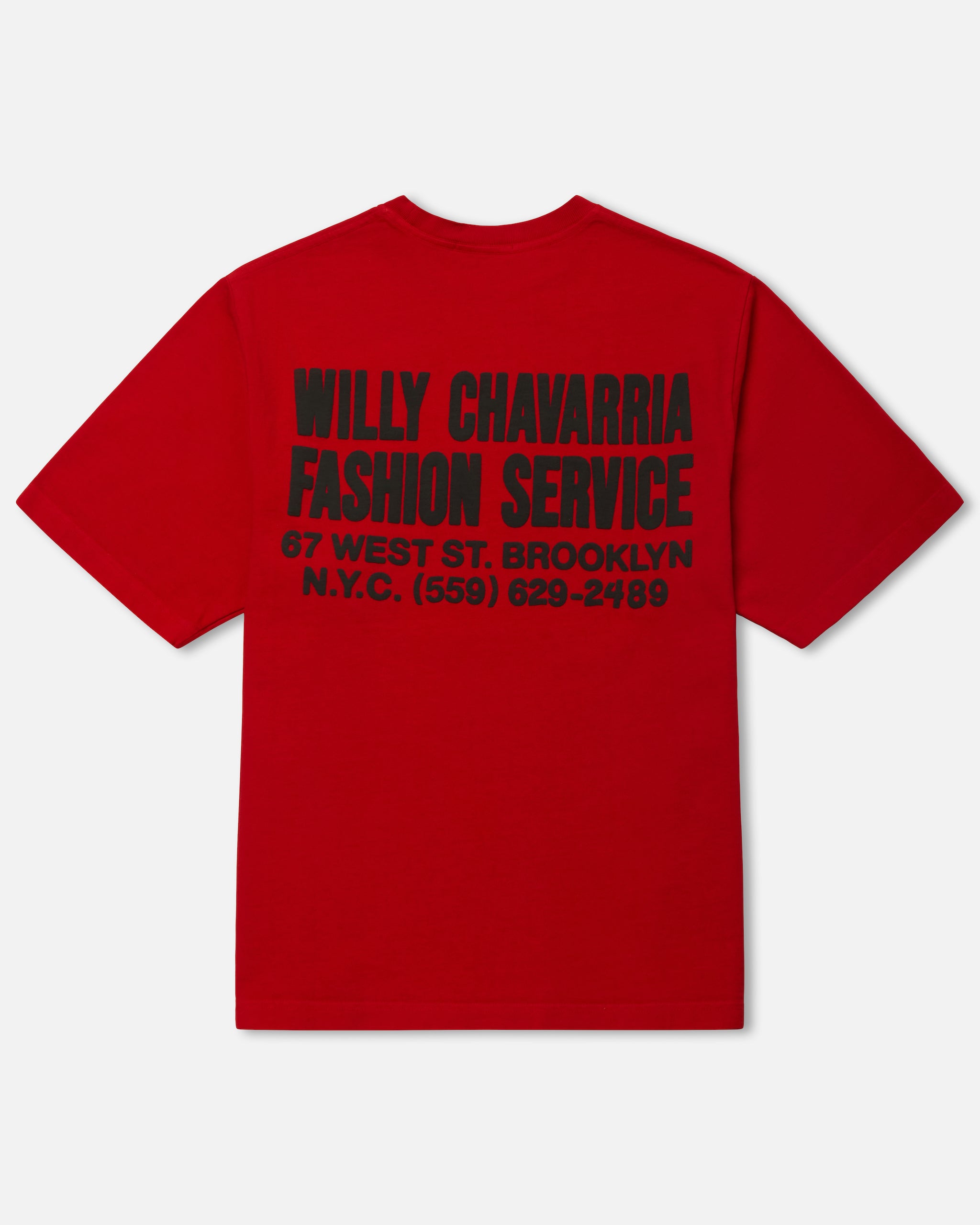 Willy Chavarria Red "Fashion Services" - Standard Tee Flat back
