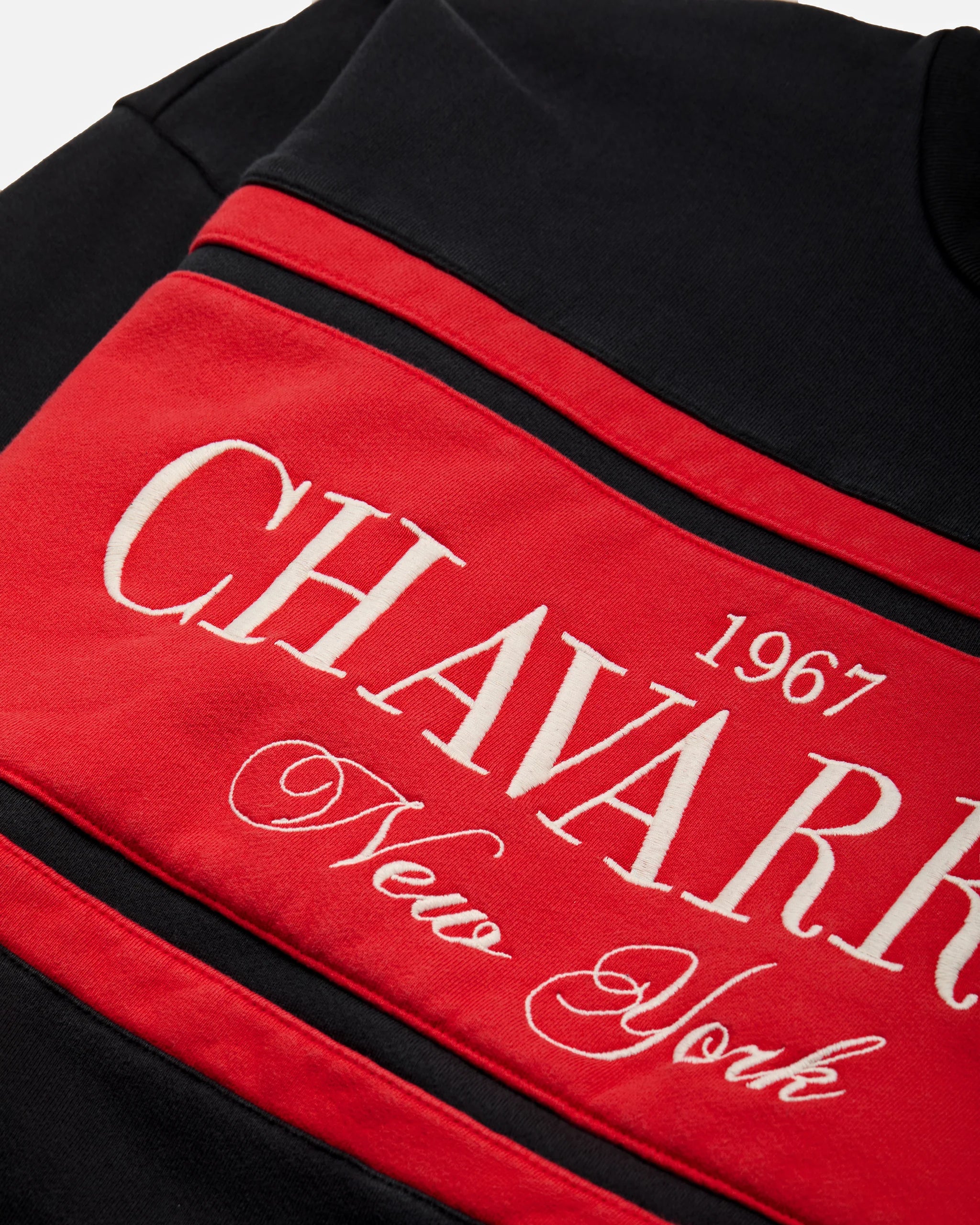 Willy Chavarria Black Stripe Gilroy Crewneck detail logo