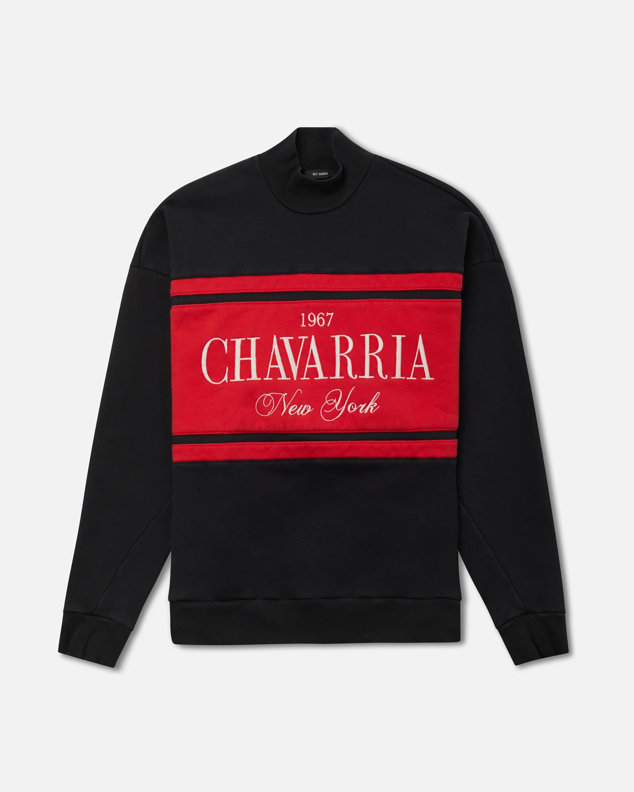Willy Chavarria Black Stripe Gilroy Crewneck flat front