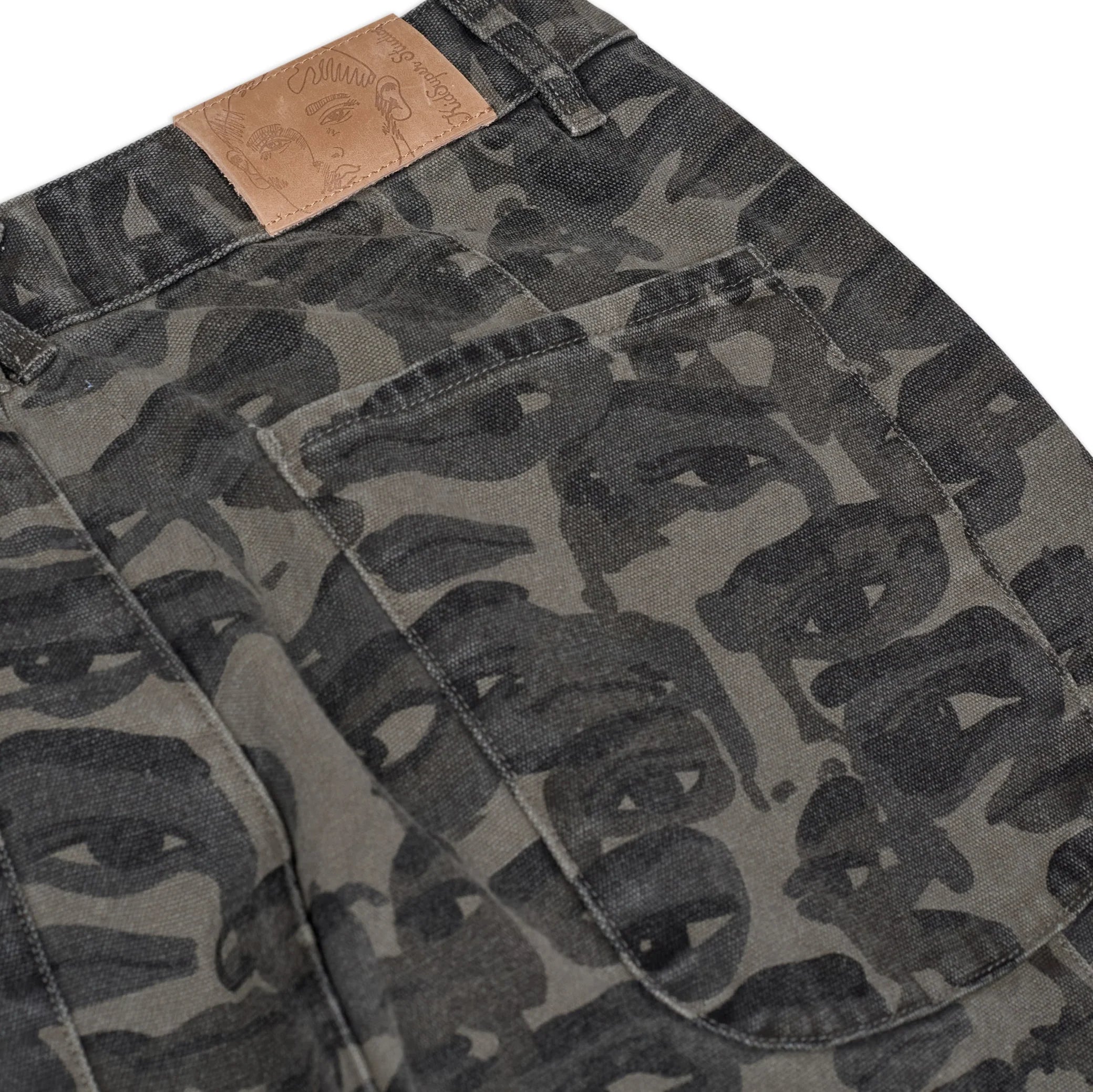 KidSuper Face Camo Wide Leg Jean detail back