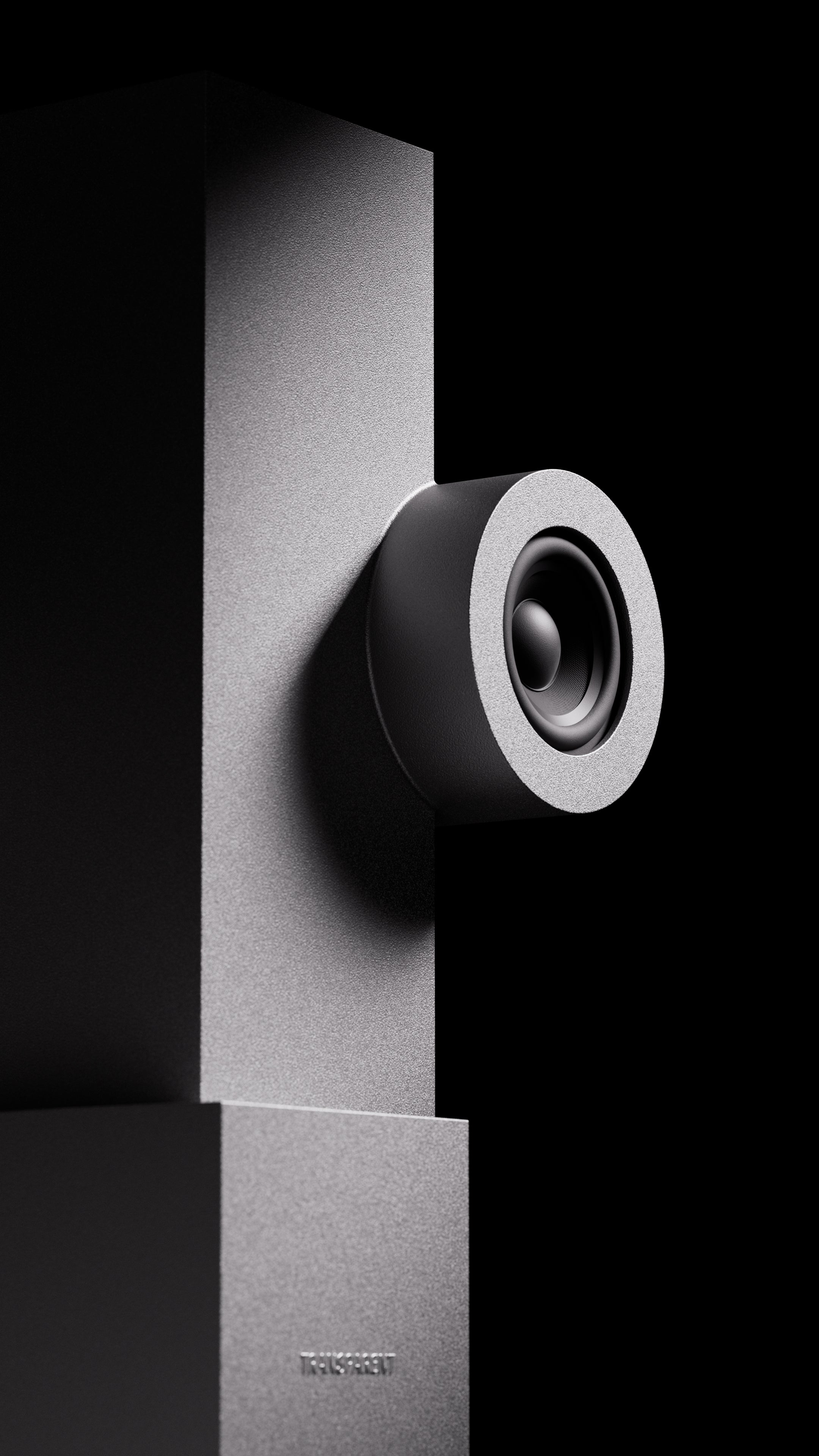 Transparent Silver Brutalist Speaker