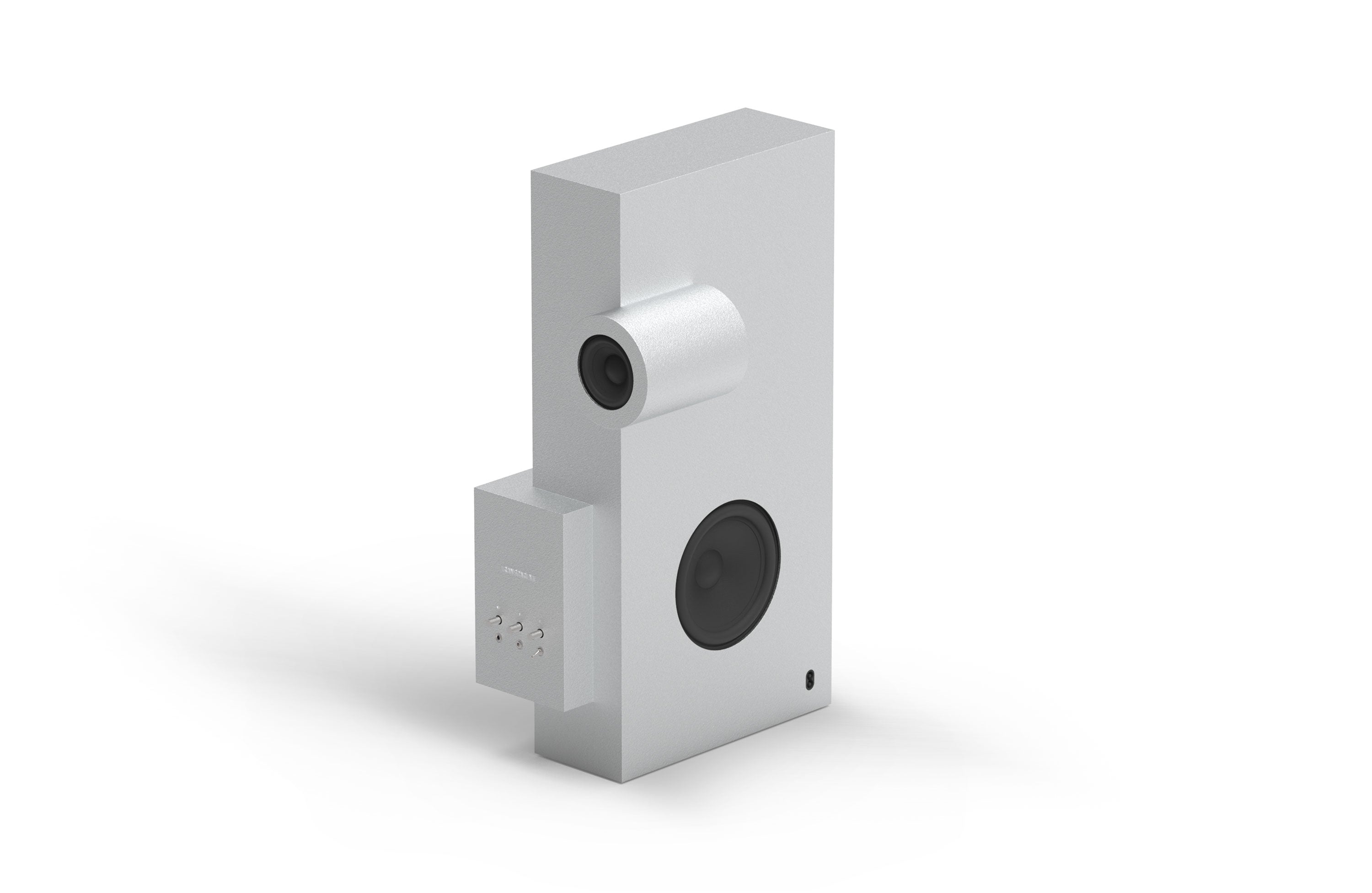 Transparent Silver Brutalist Speaker