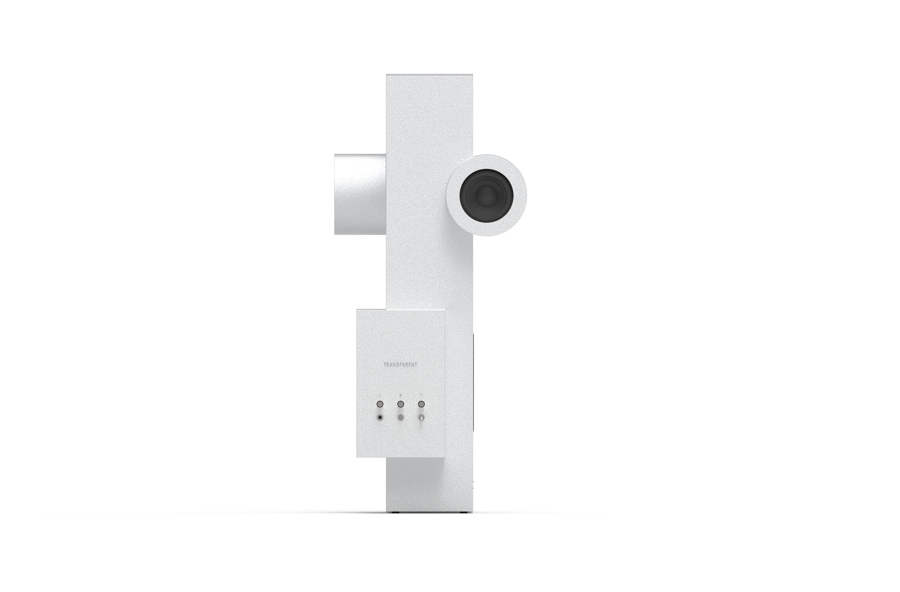 Transparent Silver Brutalist Speaker