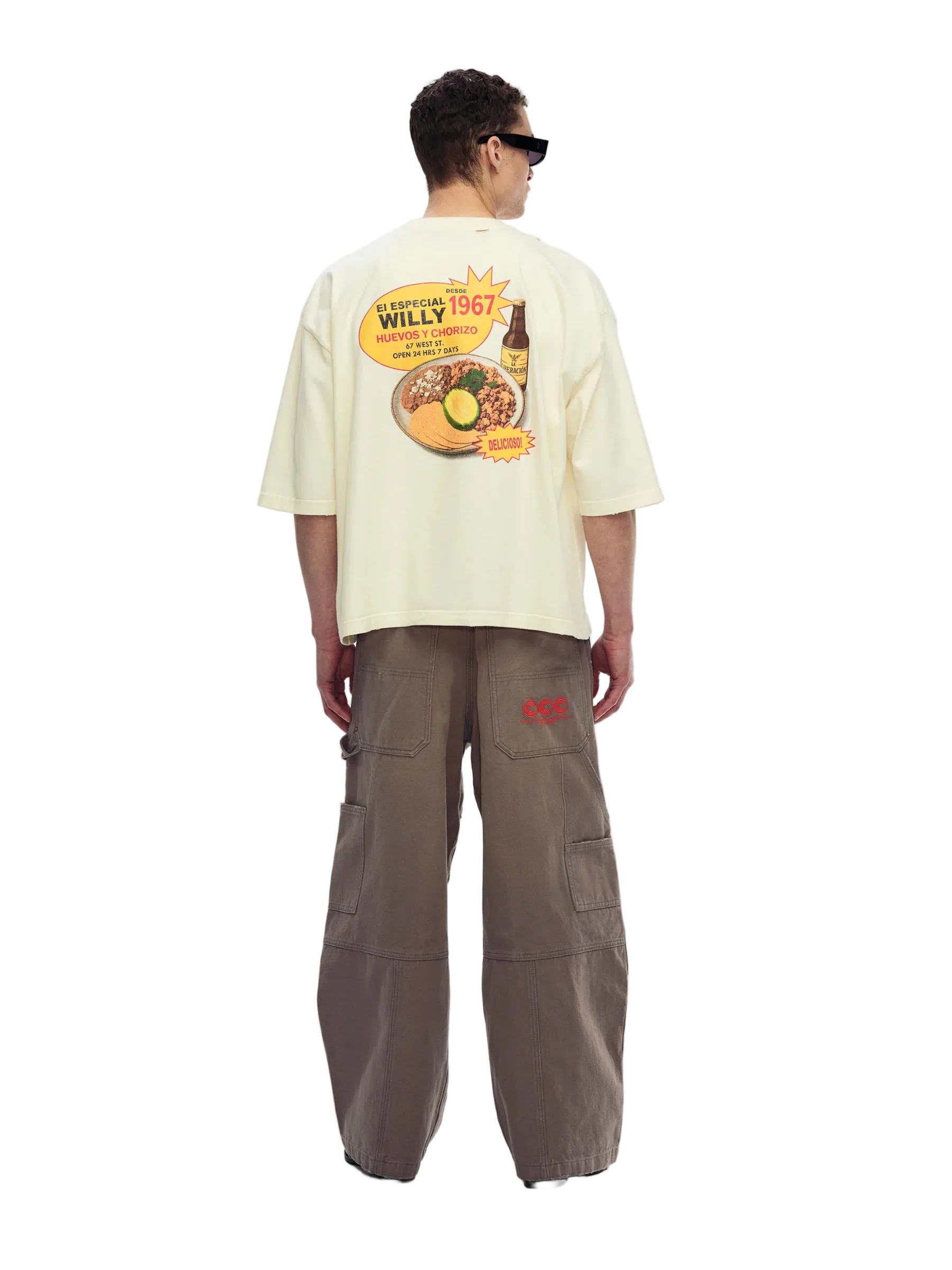 Willy Chavarria White Willy'S Taco Shop Buffalo Tee modell back