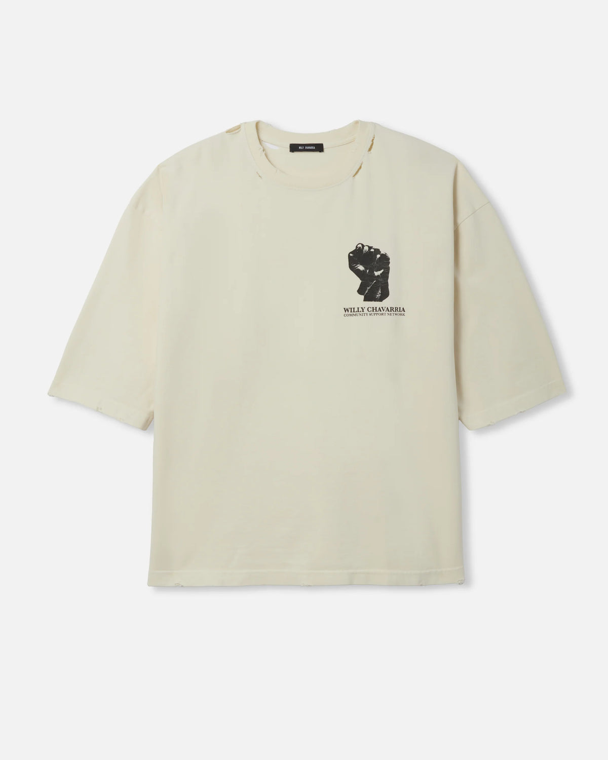 Willy Chavarria Beige Resist,Persist,Exist Buffalo Tee