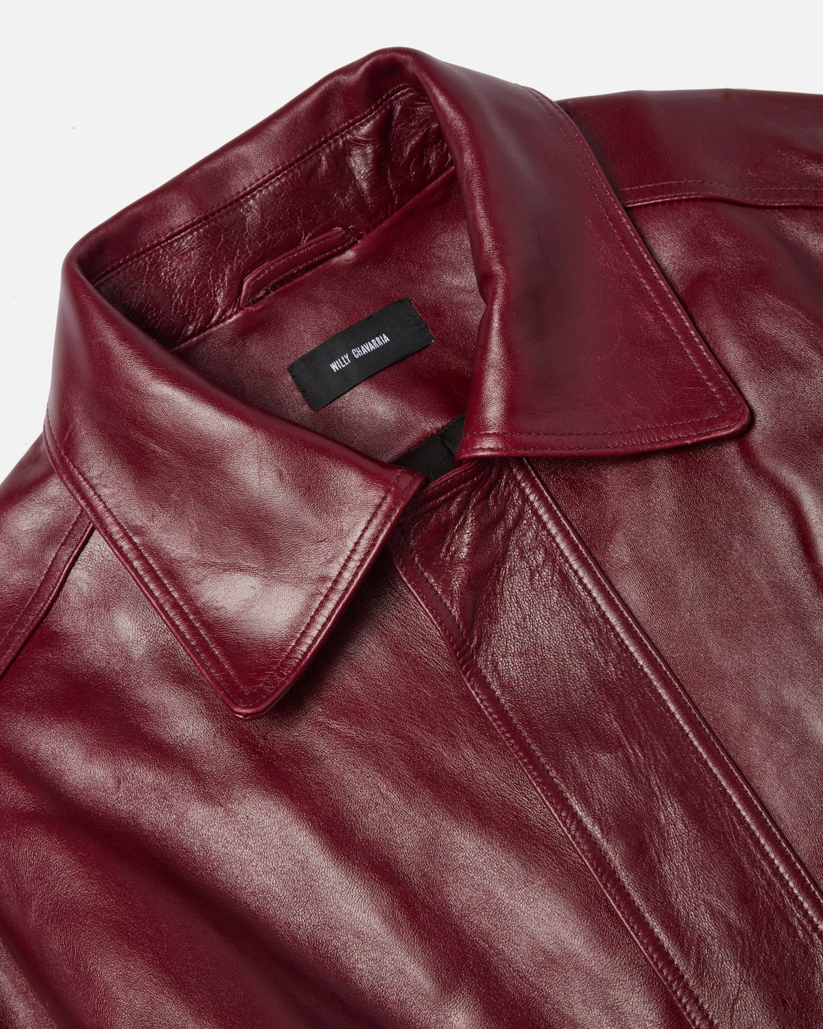Willy Chavarria Bordeaux Os Hustler'S Leather Jacket