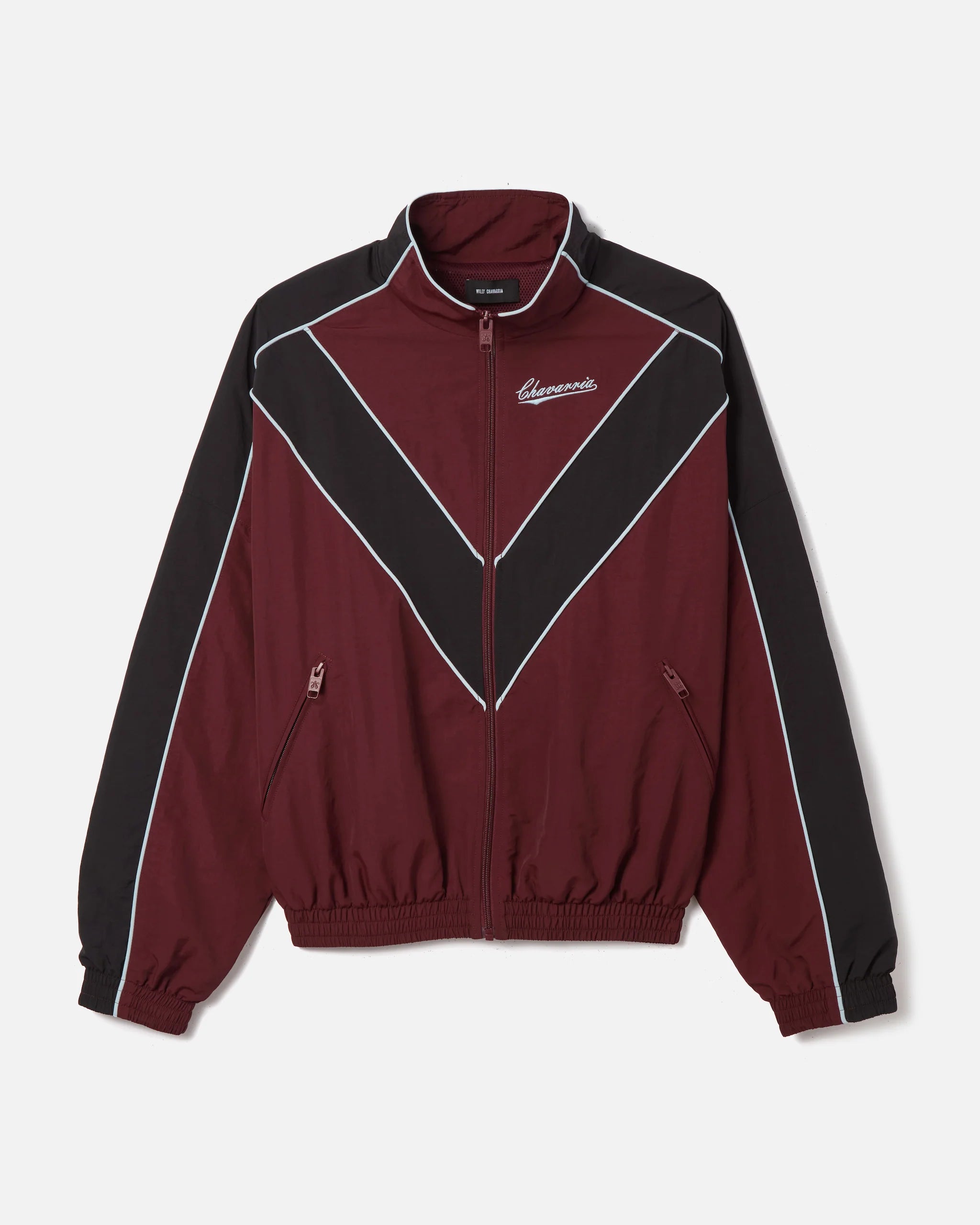 Willy Chavarria Bordeaux Bad Boy Track Jacket
