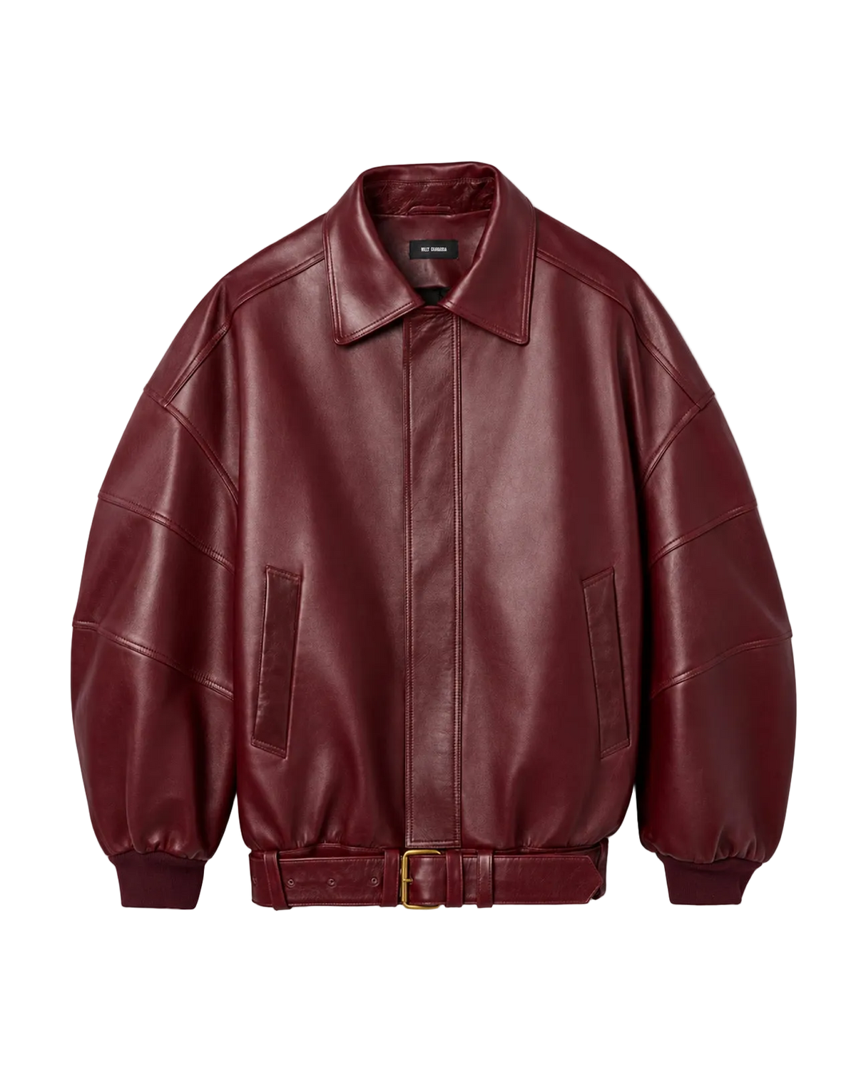 Willy Chavarria Bordeaux Os Hustler'S Leather Jacket
