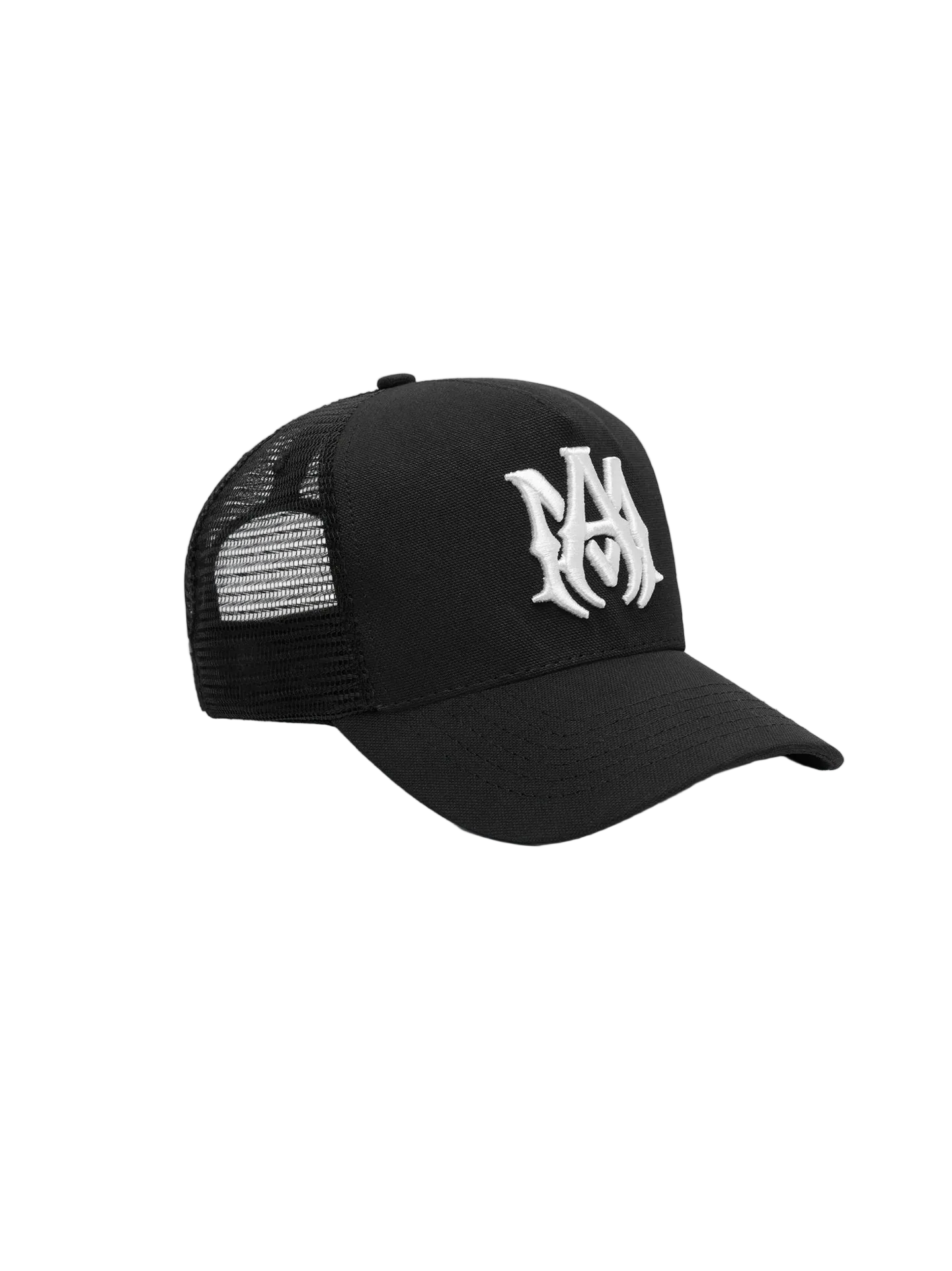 Amiri Ma Logo Black White Trucker Hat front side