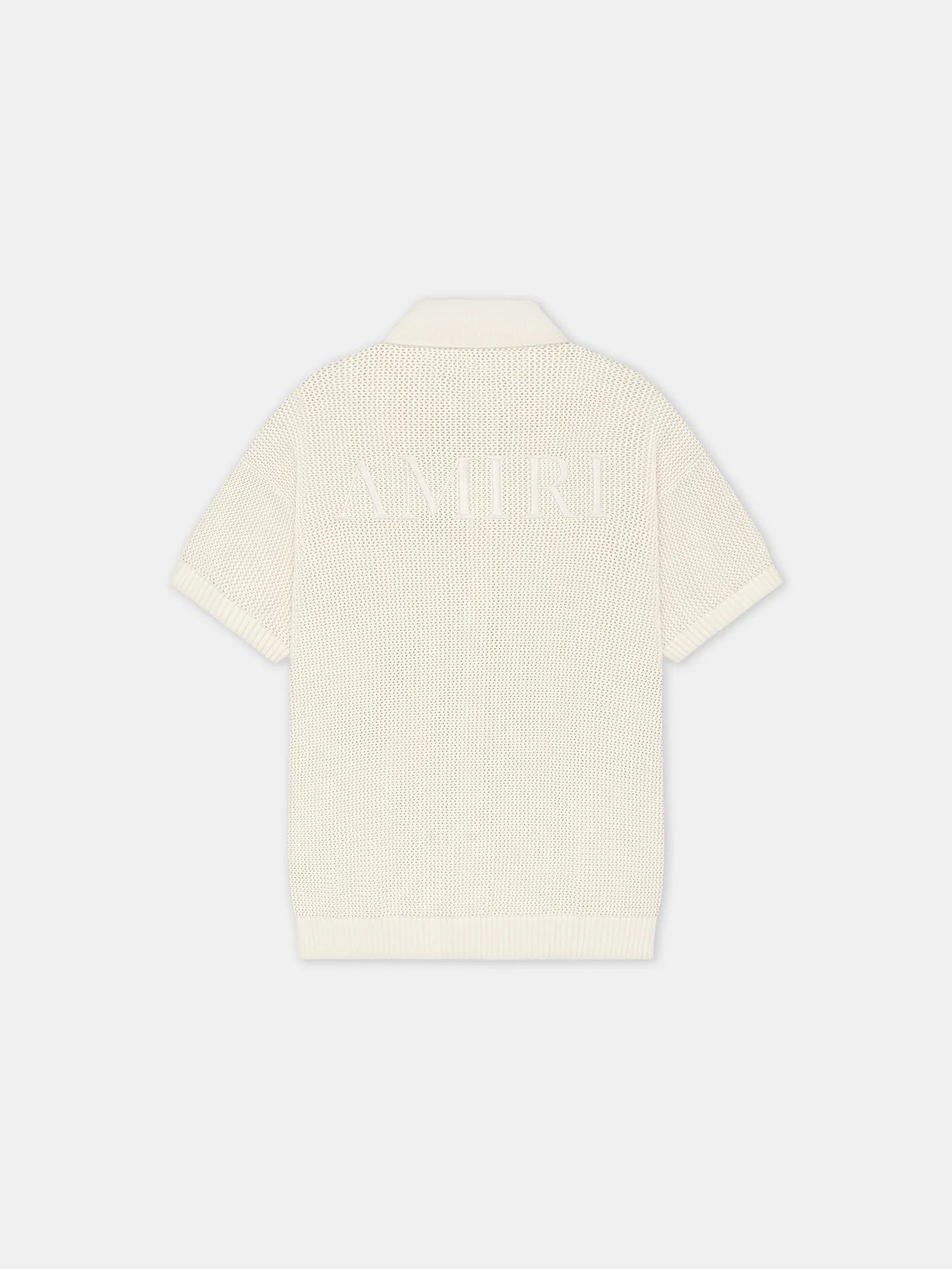 Amiri Crochet Ivory Mesh Shirt flat back